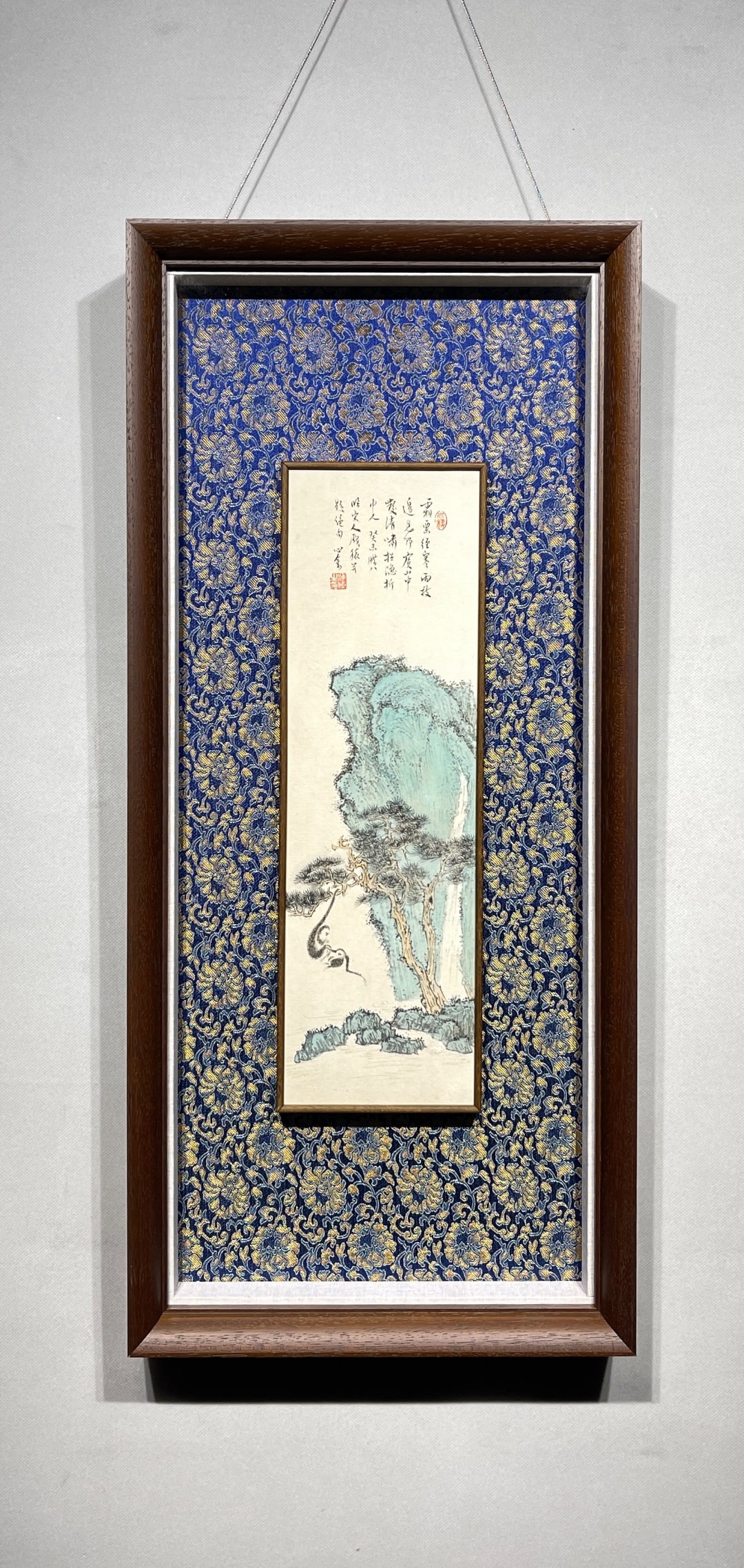 Pu Ru Framed Painting Monkeys at Play: 40x12/70x31cm