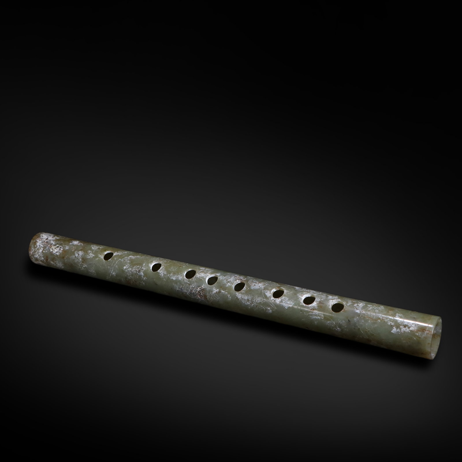 Liao/Jin Dynasty Jade Flute with Dragon and Phoenix Motifs (1 of 5)