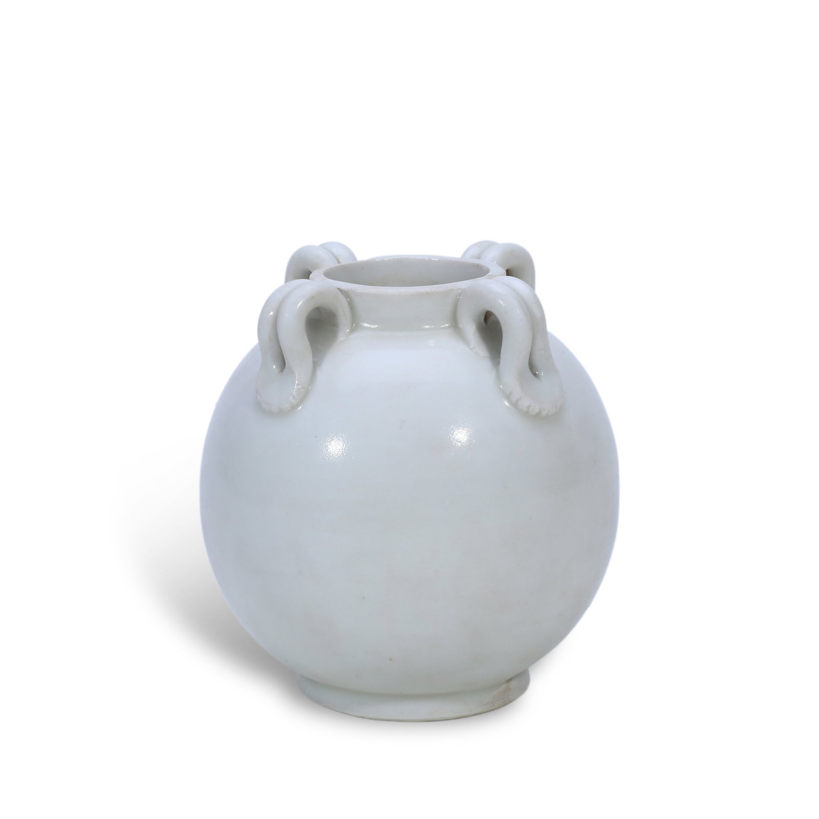 Five Dynasties Xing Kiln, Small Four-Lug Jar, White Glaze (1 of 5)