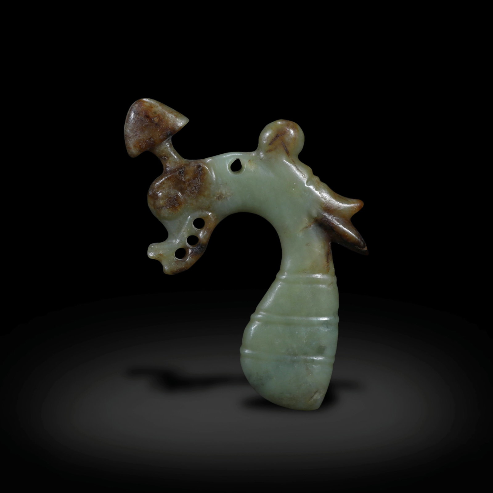 Hongshan Culture Jade Dragon: H:8.2cm W:6.2cm