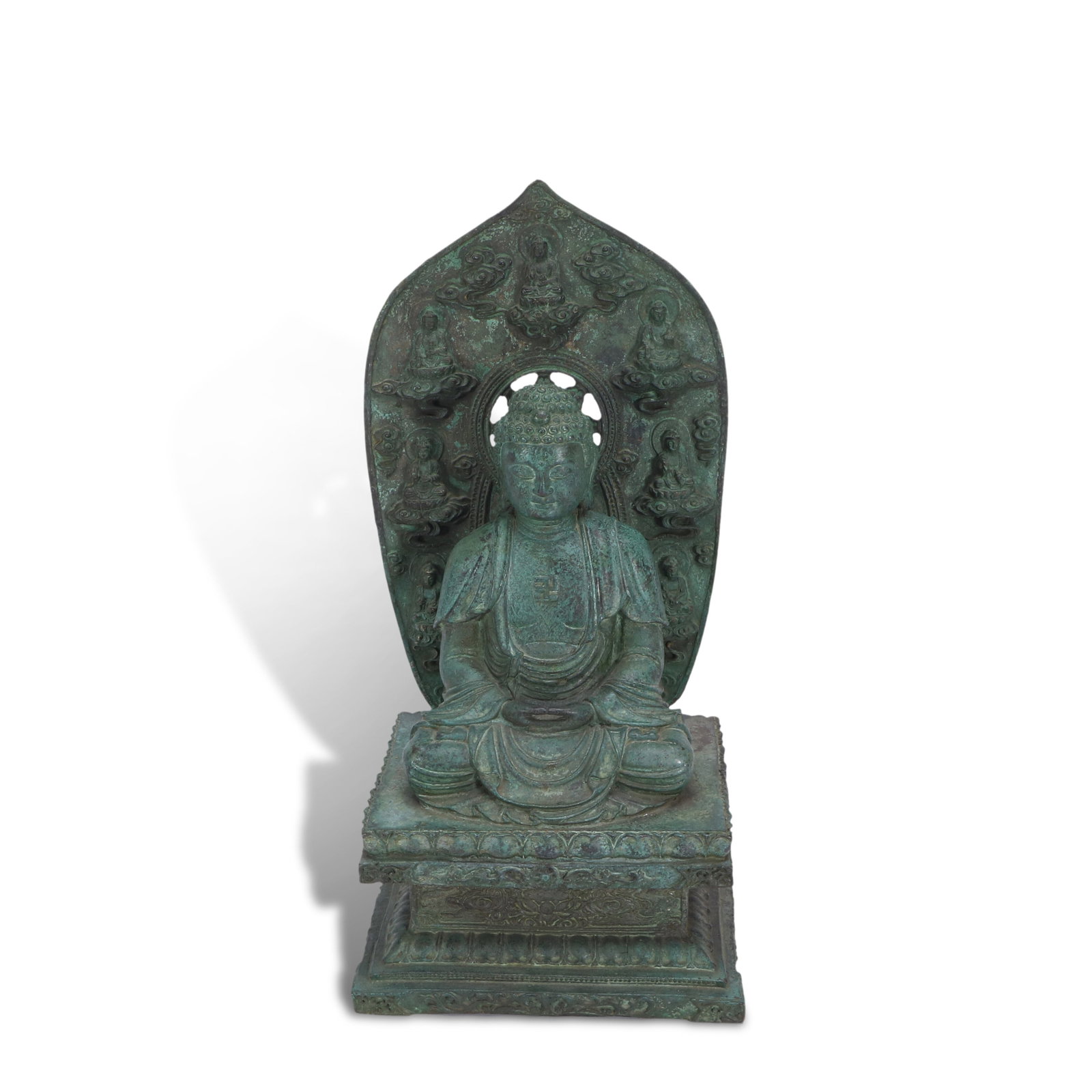 Pre-Ming Dynasty Bronze Sakyamuni Buddha statue: H:32cm W:16cm