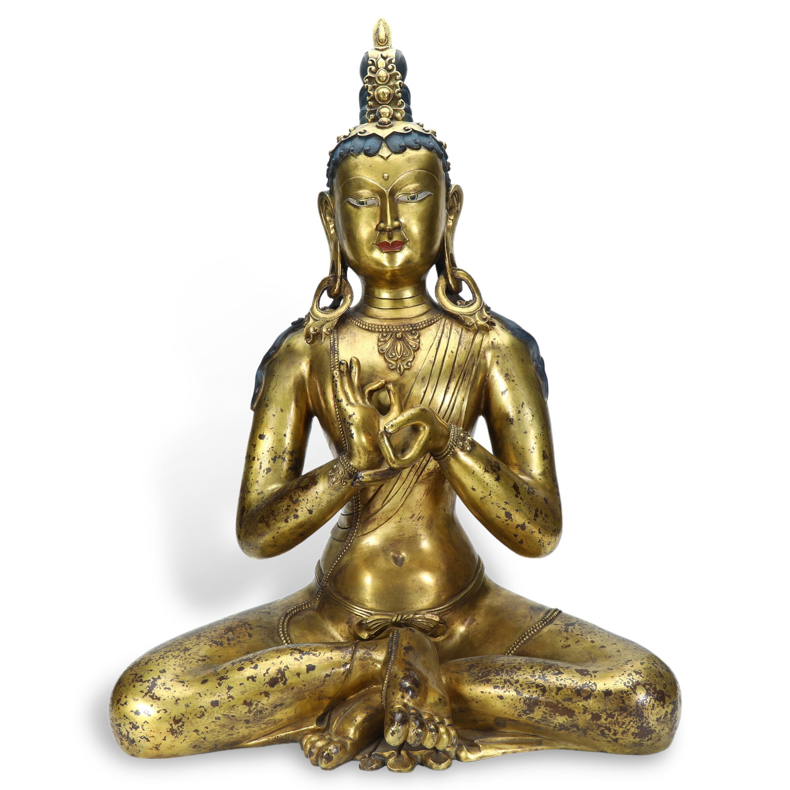 Ming Dynasty Gilded Bronze Maitreya Bodhisattva Statue: H:59cm W:41.5cm