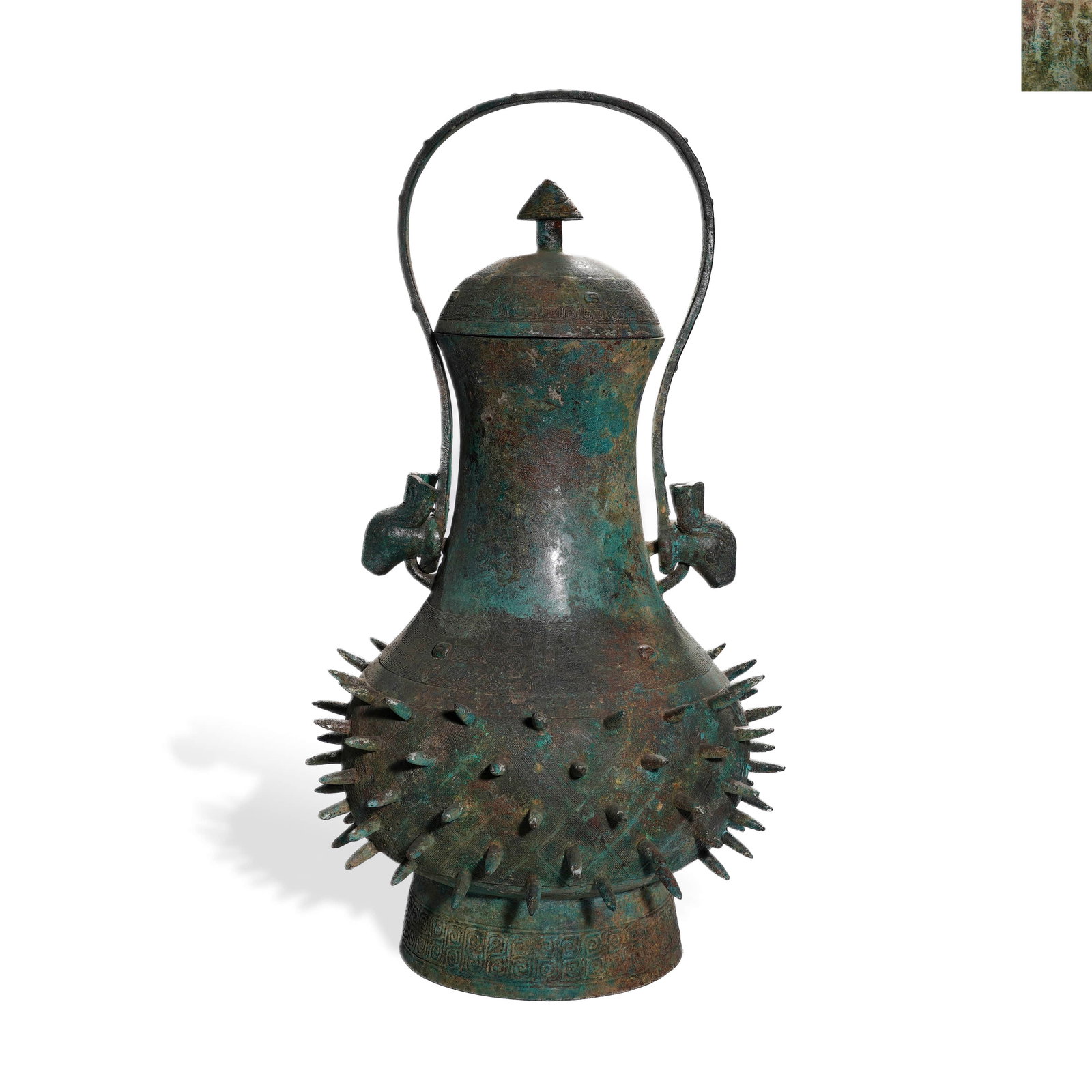 Shang Dynasty Bronze hu (pot) with nail-head: H:61cm W:31cm