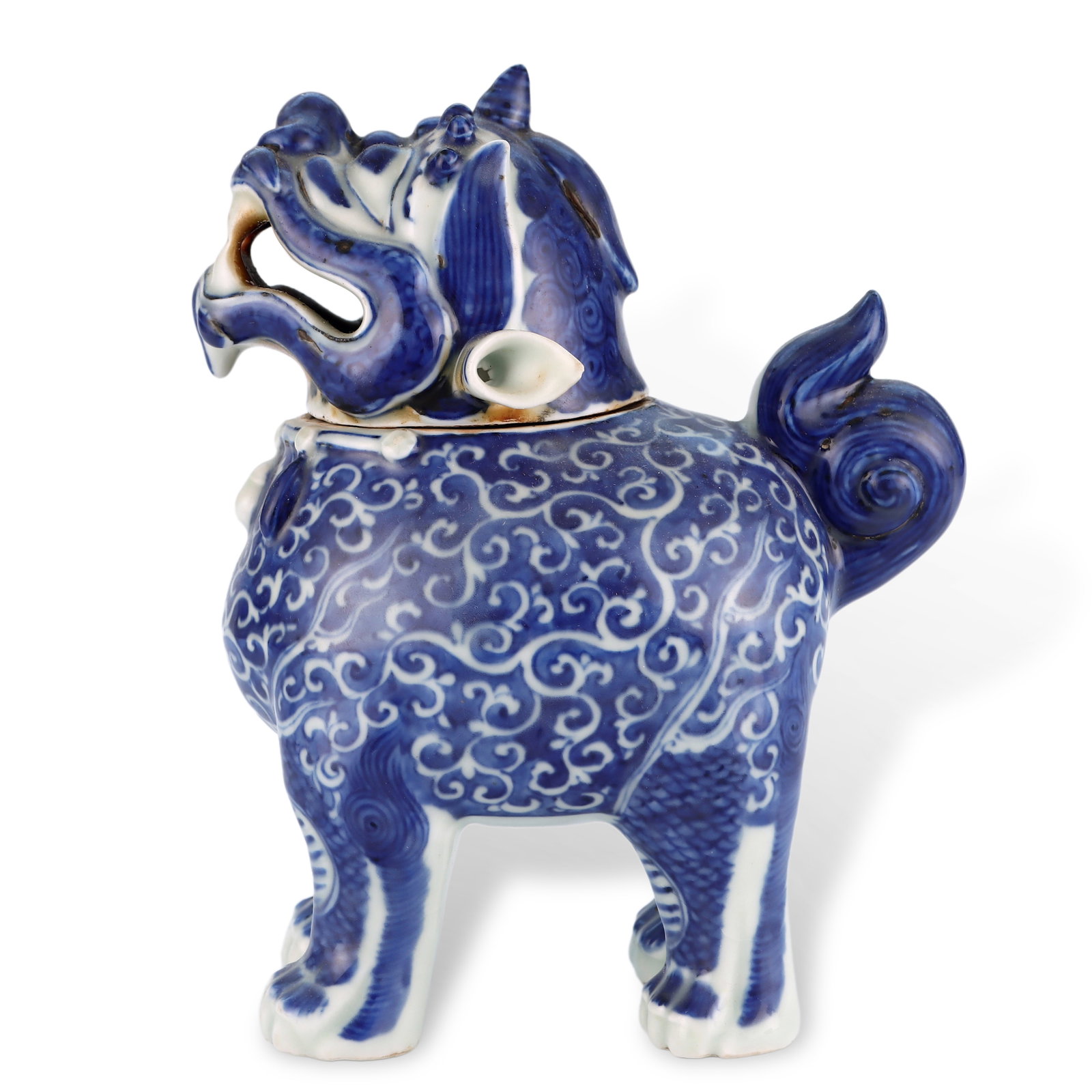 Ming Dynasty Luduan Mythical Beast Censer, Underglaze Blue: H:19.7cm W:15.5cm