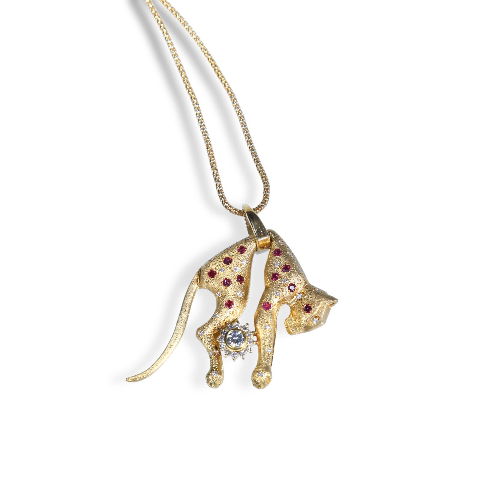 18K GOLD RUBY AND DIAMOND PENDANT: Name 18K Gold Ruby and Diamond Pendant Dimensions