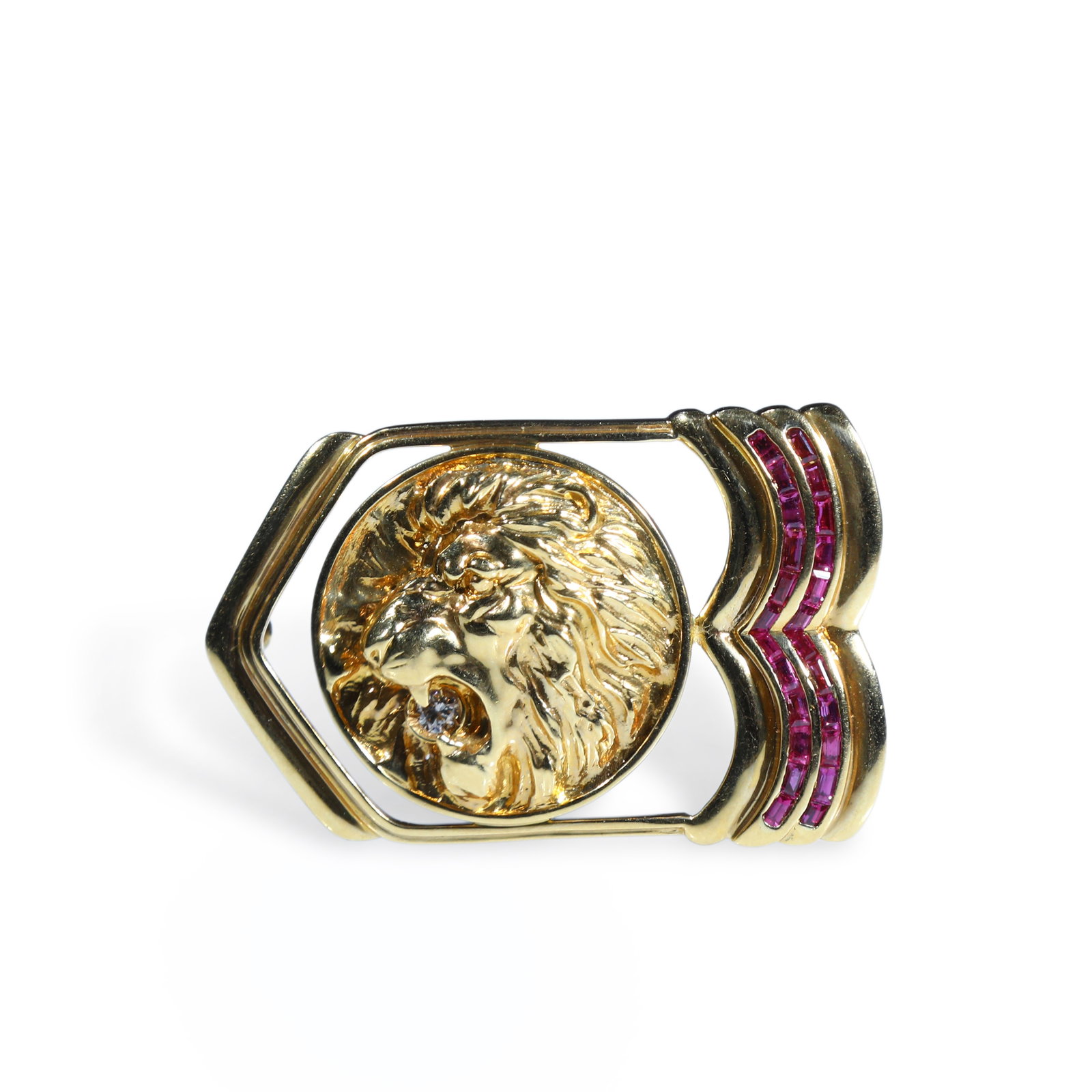 18K GOLD RUBY AND DIAMOND BELT BUCKLE (1 of 4)
