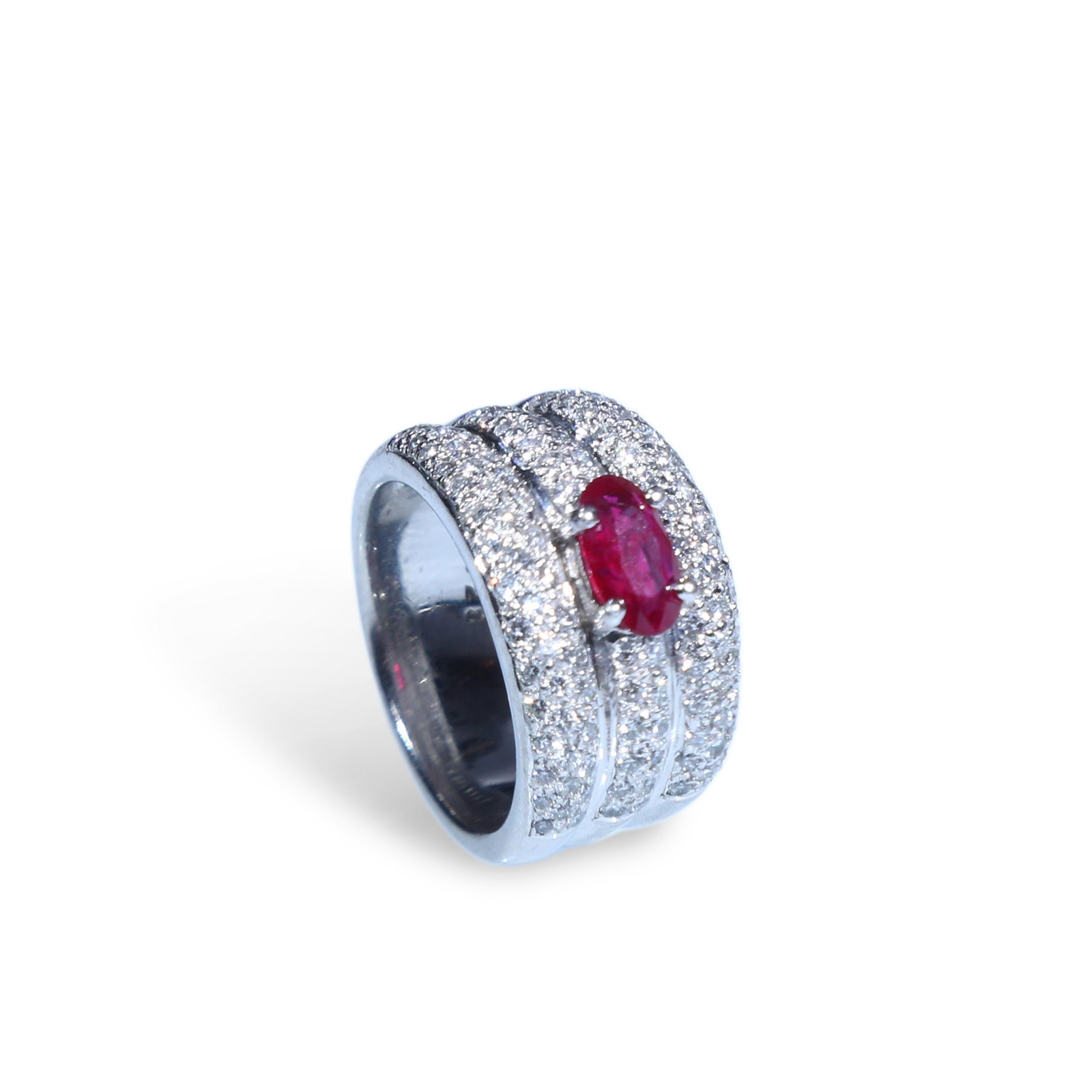 18K WHITE GOLD RUBY AND DIAMOND RING (1 of 4)