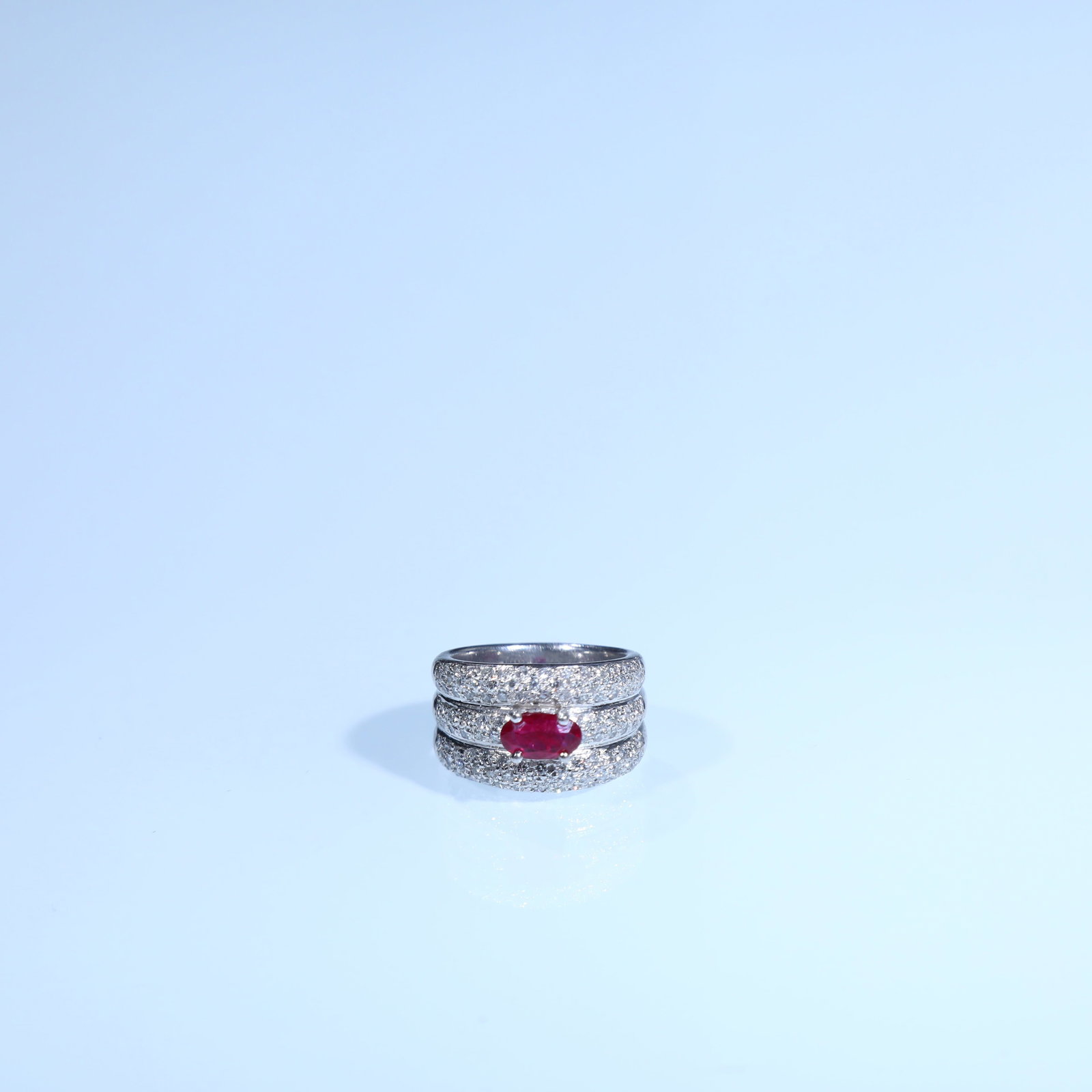 18K WHITE GOLD RUBY AND DIAMOND RING - 2