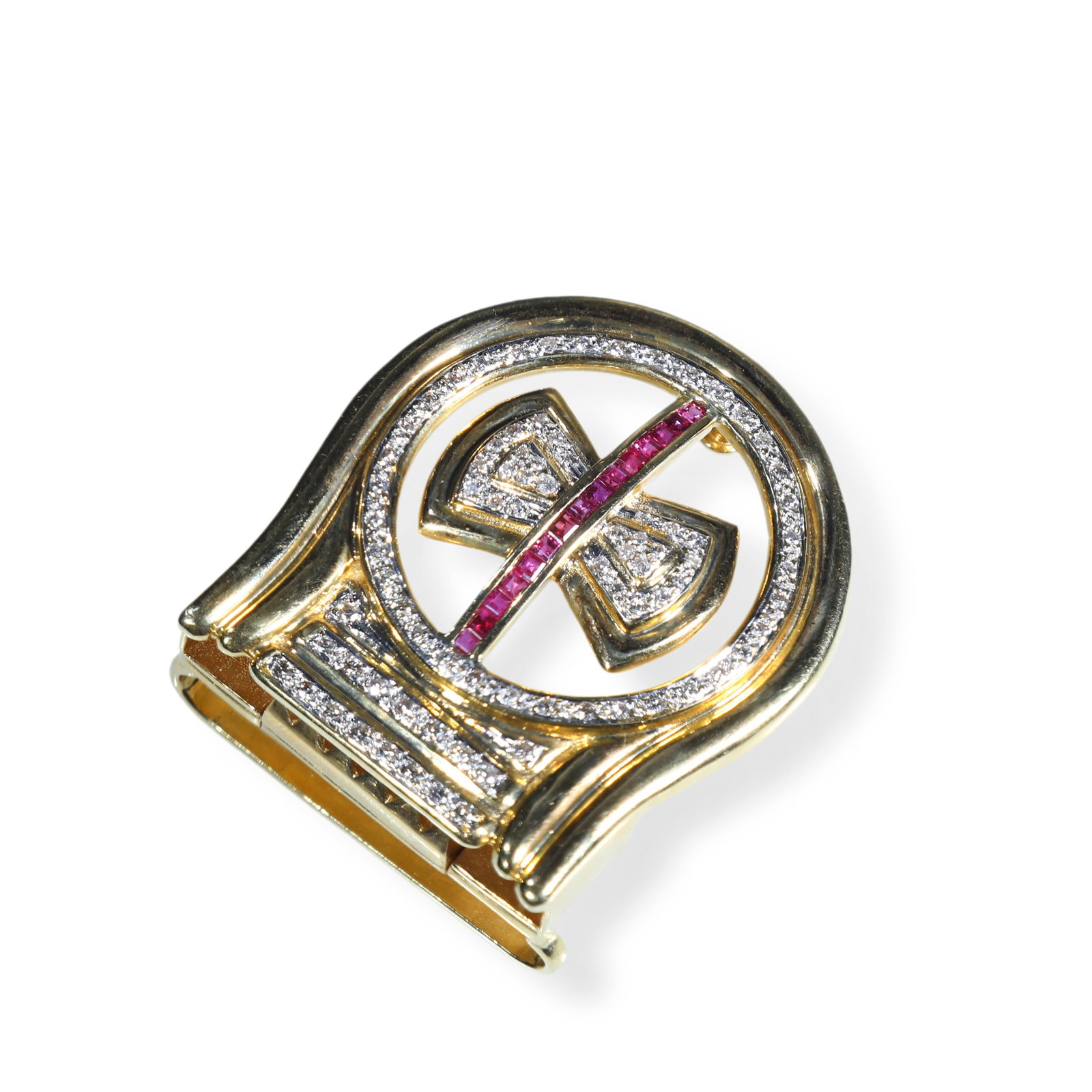 18K GOLD RUBY AND DIAMOND BELT BUCKLE (1 of 4)