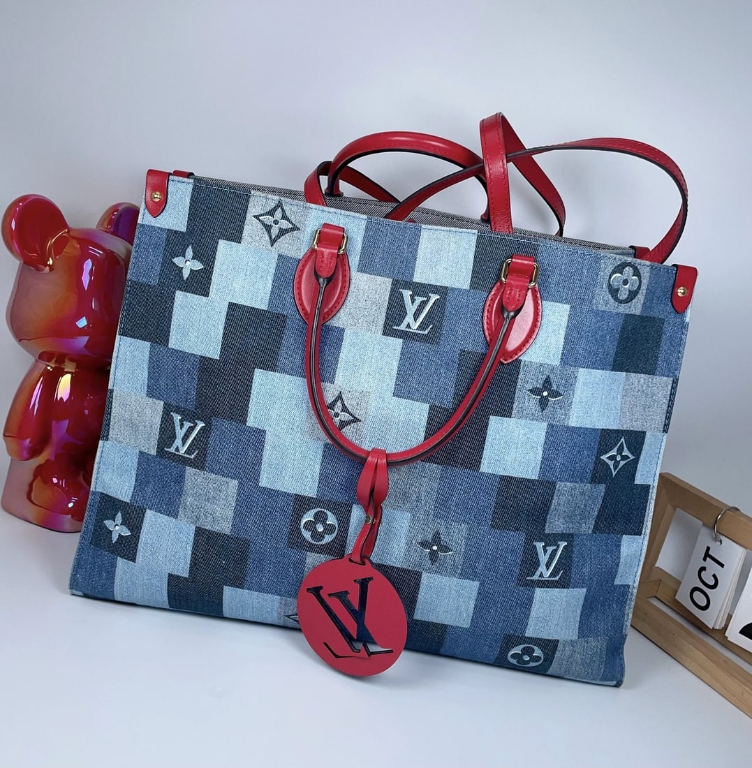 LOUIS VUITTON ONTHEGO GM LIMITED DENIM CHECK MONOGRAM TOTE BAG: Name Louis Vuitton OnTheGo GM Limited Denim Check Monogram Tote Bag Dimensions 41.5*31*17cm