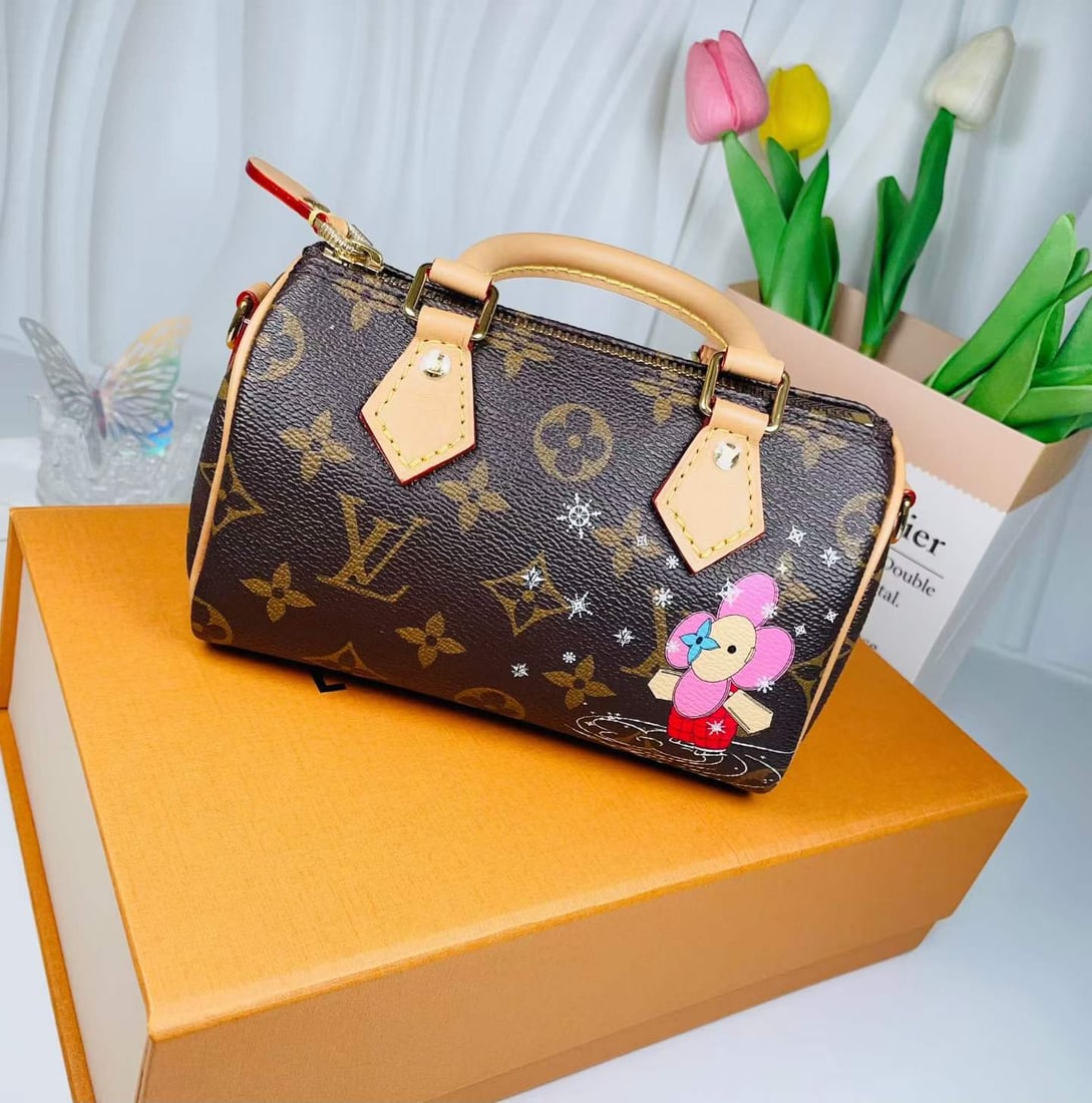 LOUIS VUITTON SPEEDY NANO LIMITED PRINT HANDBAG: Name Louis Vuitton Speedy Nano Limited Print Handbag Dimensions