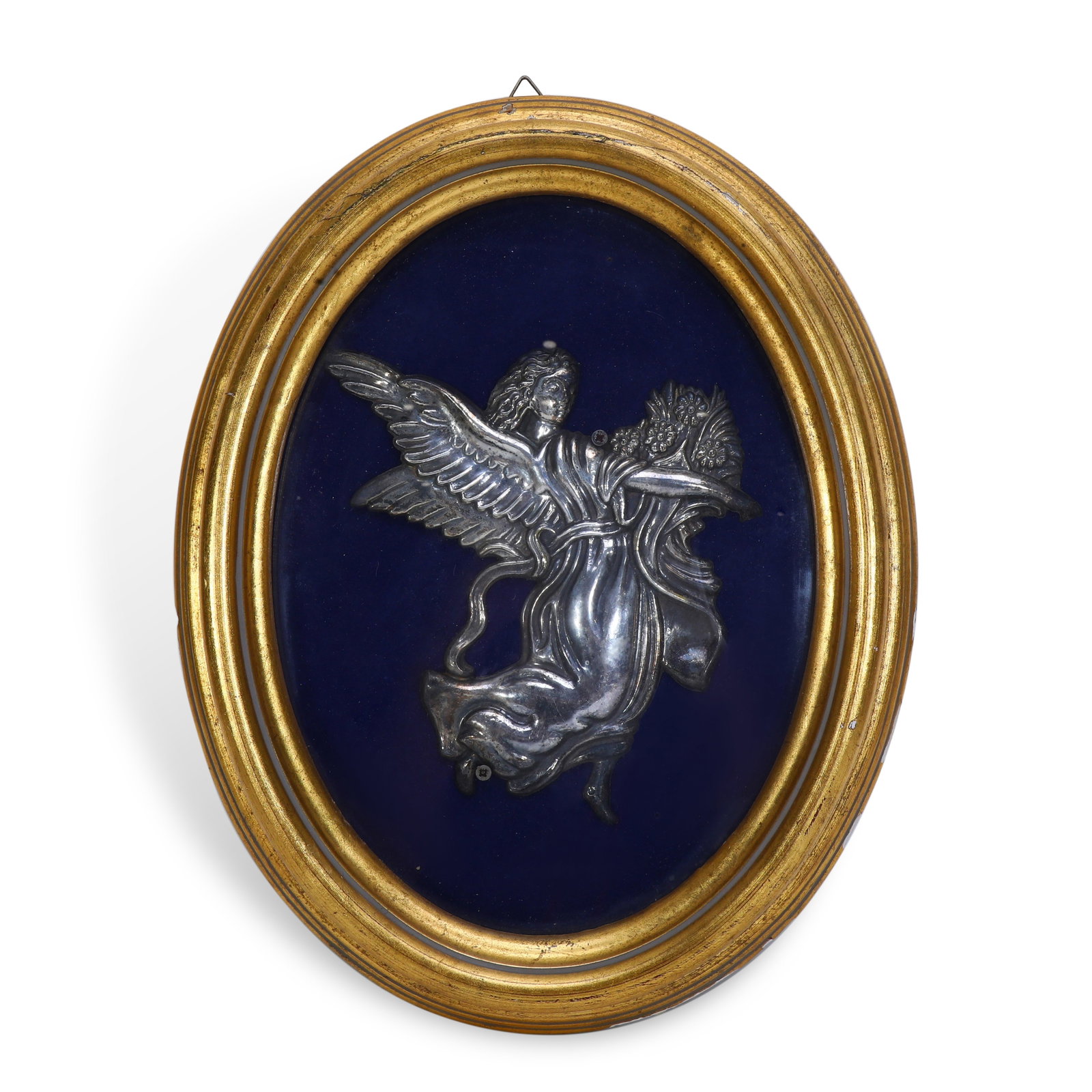 19TH CENTURY SILVER WALL PLAQUE WITH RELIEF HARVEST ANGELS (1 of 3)