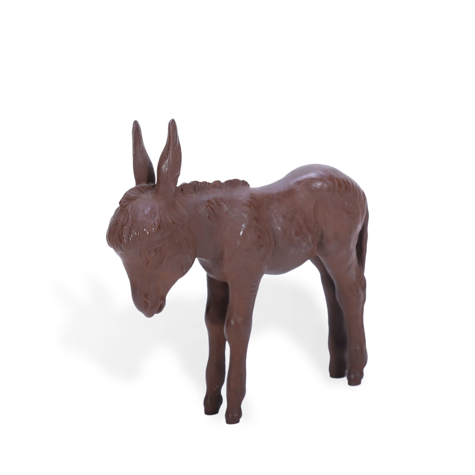 20TH CENTURY MEISSEN B?TTGERSTEINZEUG STONEWARE STANDING DONKEY FOAL FIGURINE: Name 20th Century Meissen B?ttgersteinzeug Stoneware Standing Donkey Foal Figurine Dimensions Classic monochrome brown-bodied stoneware by Meissen. No covering white porcelain glaze is applied; the na
