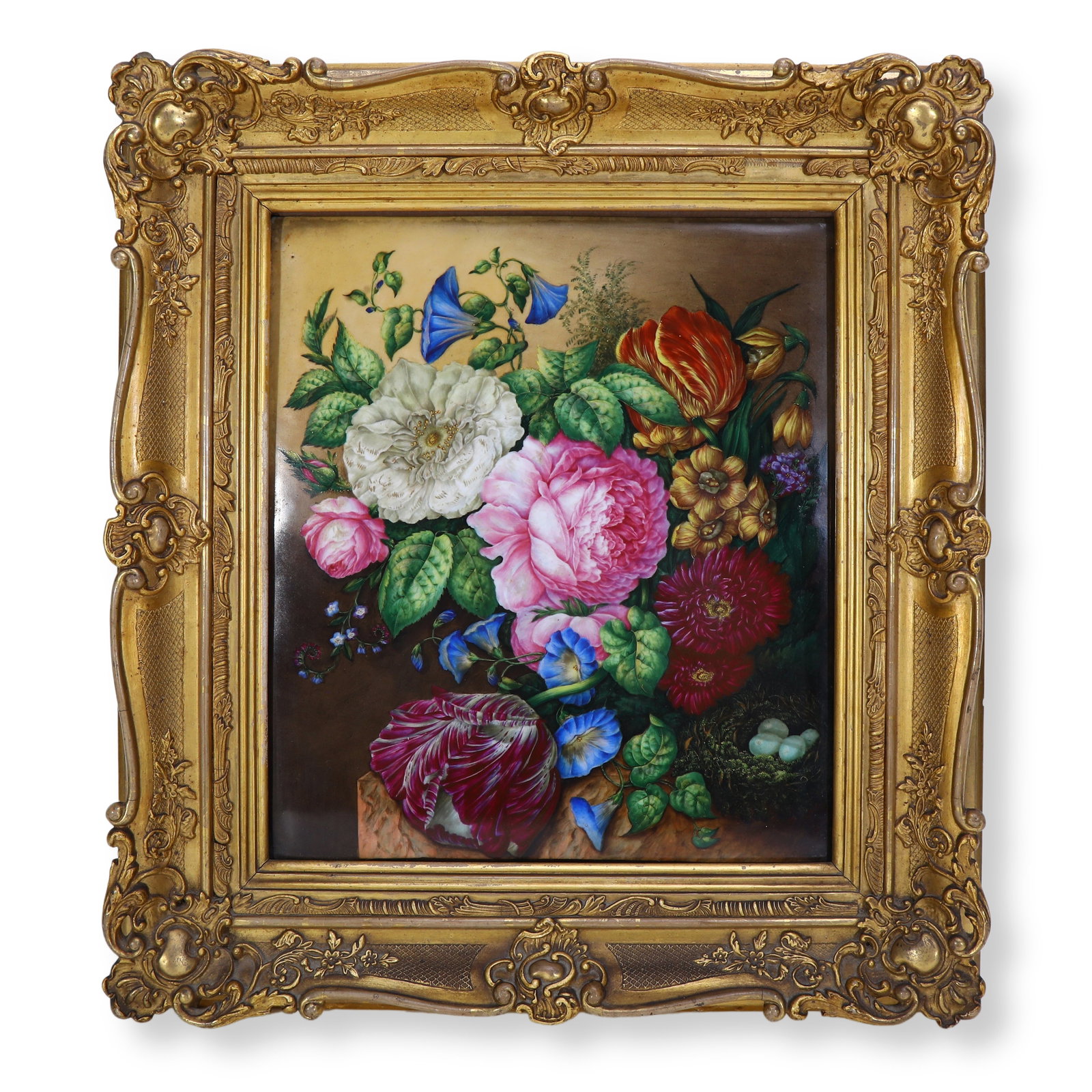 19TH CENTURY PORCELAIN PLAQUE WITH FLORAL STILL LIFE (1 of 6)