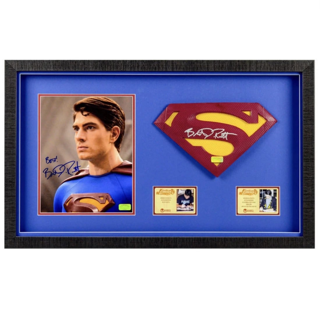 BRANDON ROUTH AUTOGRAPHED 1:1 SUPERMAN EMBLEM AND SIGNED PHOTOGRAPH FROM SUPERMAN RETURNS (1 of 2)