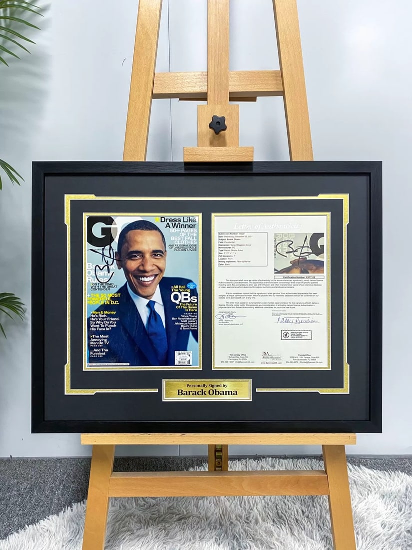 BARACK OBAMA, SIGNED MAGAZINE COVER, JSA AUTHENTICATED (1 of 2)
