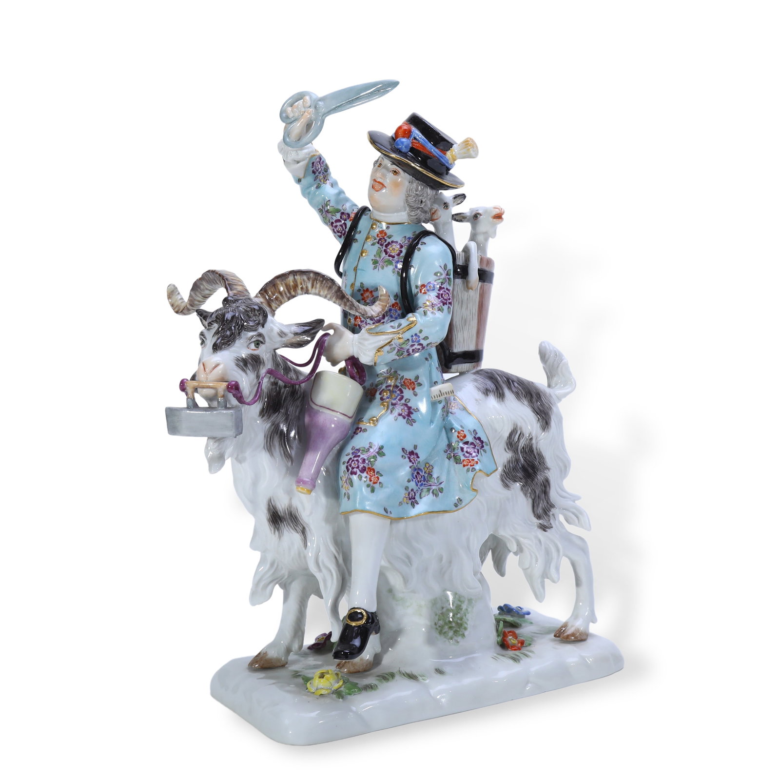 19TH CENTURY MEISSEN PORCELAIN FIGURINE COUNT BRUEHL'S TAILOR ON THE GOAT (1 of 6)