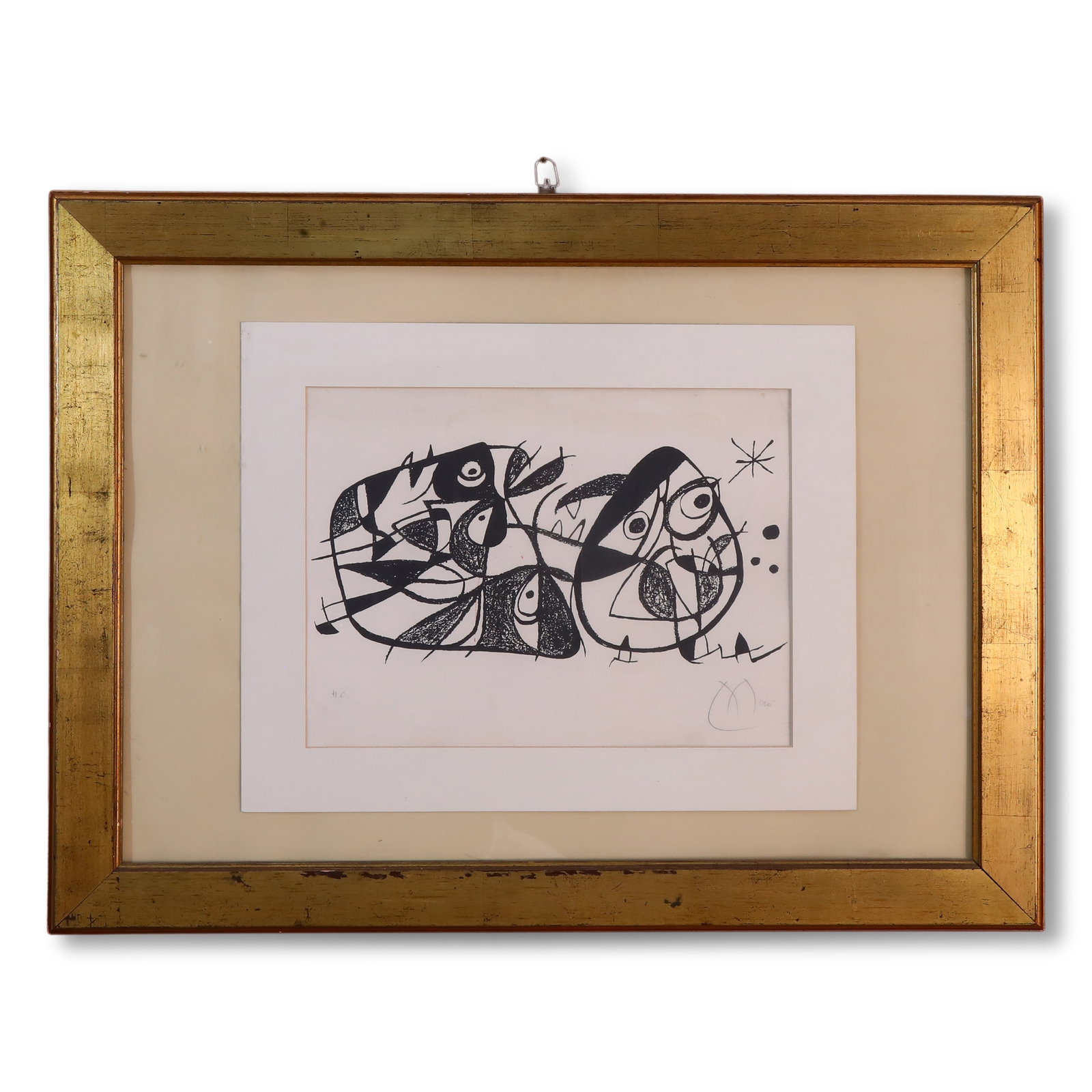 BLACK AND WHITE LITHOGRAPH ABSTRACT ART BY SPANISH ARTIST JOAN MIR? (1 of 6)