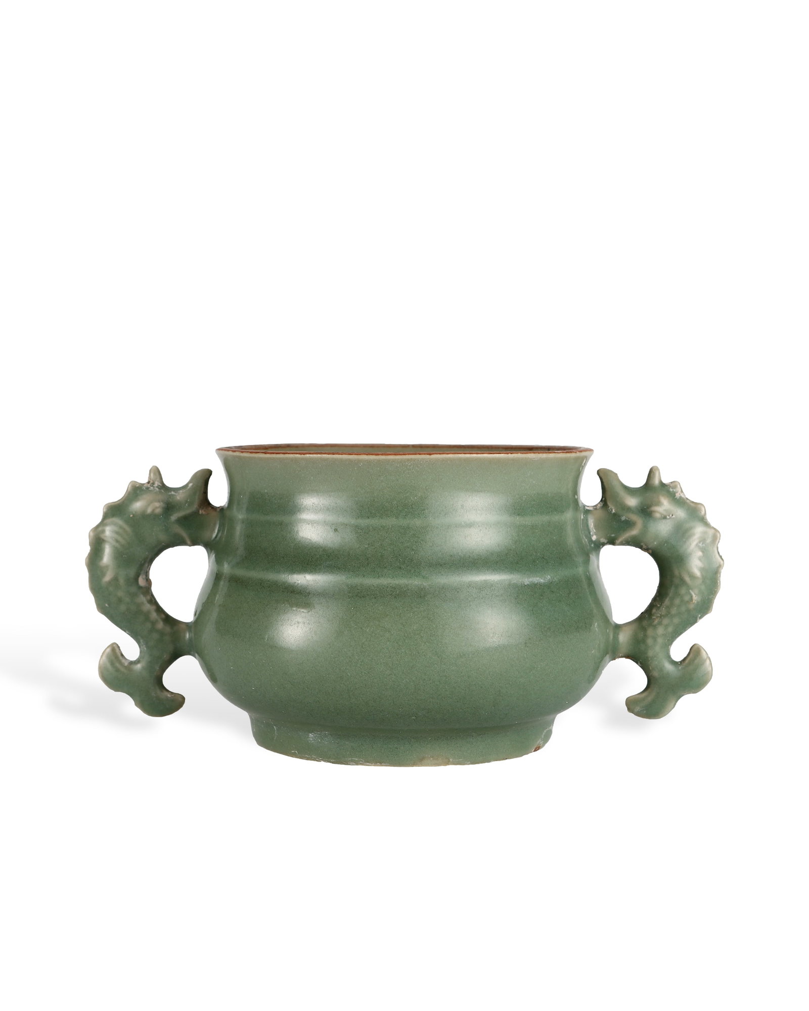 YUAN DYNASTY LONGQUAN KILN POWDER BLUE CAPRICORN EAR STRING PATTERN INCENSE BURNER (1 of 6)