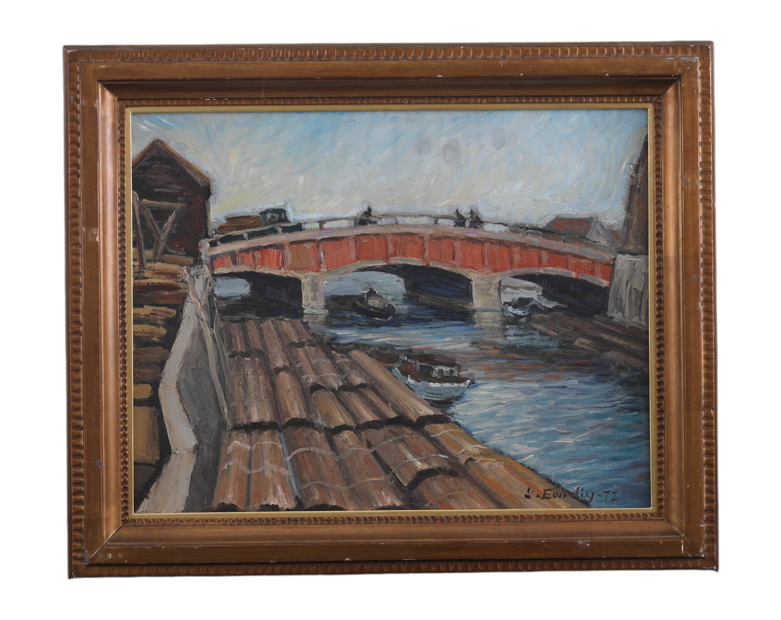 EUGENE BOUDIN (FRANCE, 1824-1898), ATTRIBUTED TO,OIL ON CANVAS, ORIGINAL PERIOD FRAME: Condition Report: The canvas and frame of the artwork retain natural signs of age, with a flat and stable surface free from tears, holes, severe cracking, or repair marks. The overall condition is con