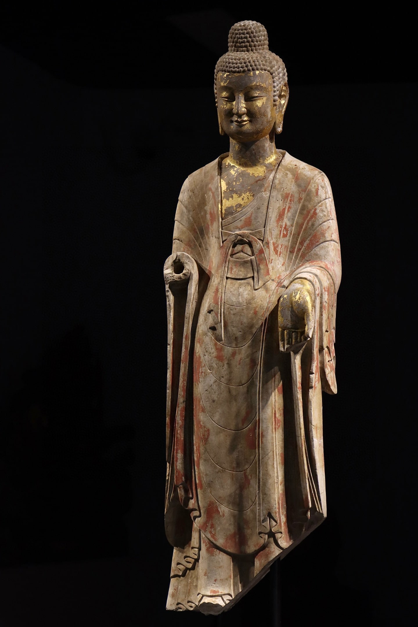BUDDHA STATUES FROM THE QING DYNASTY OF NORTHERN QI: H:121cm H:104cm