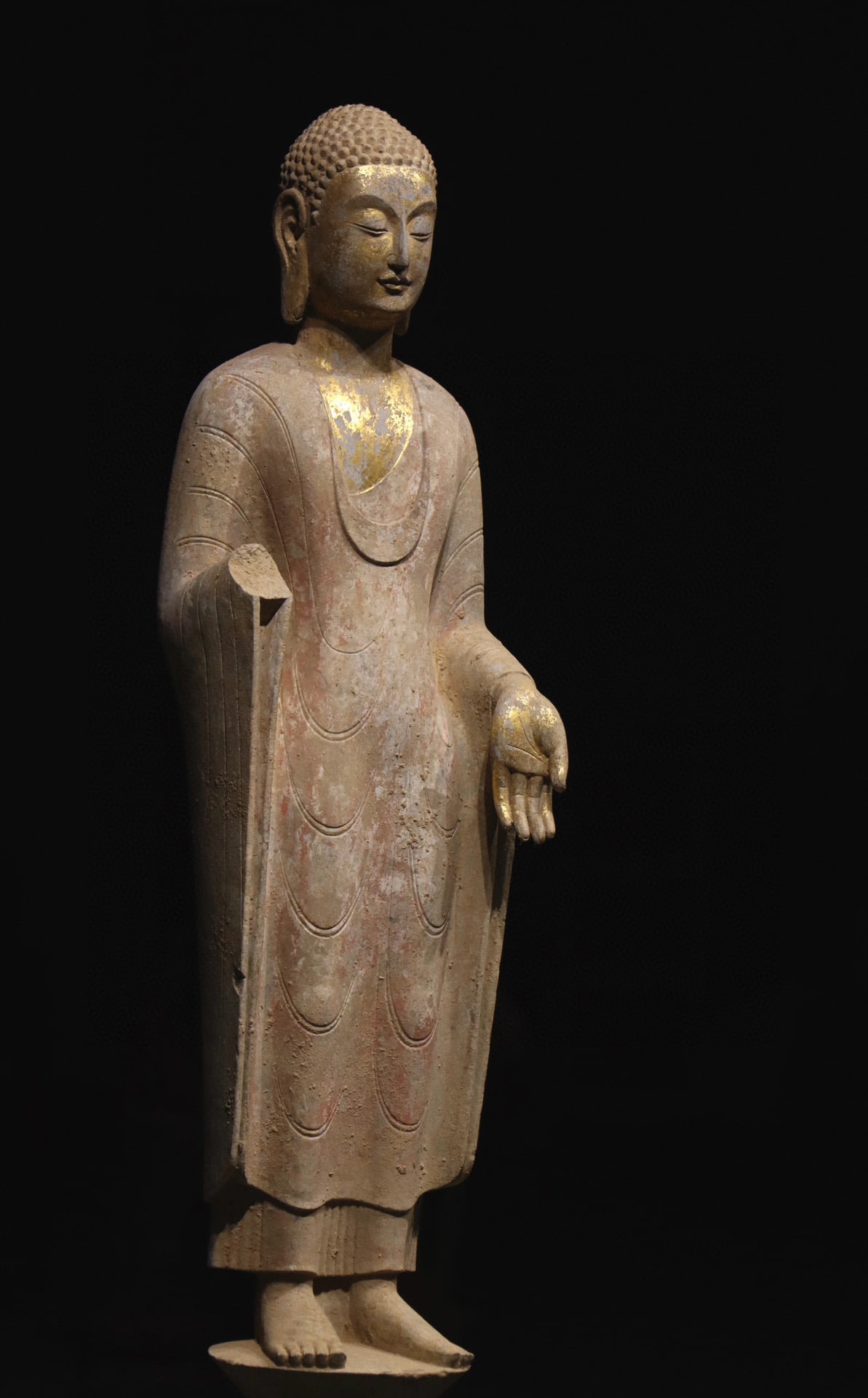 BLUESTONE BUDDHA STATUES FROM THE NORTHERN QI PERIOD: H:105cm