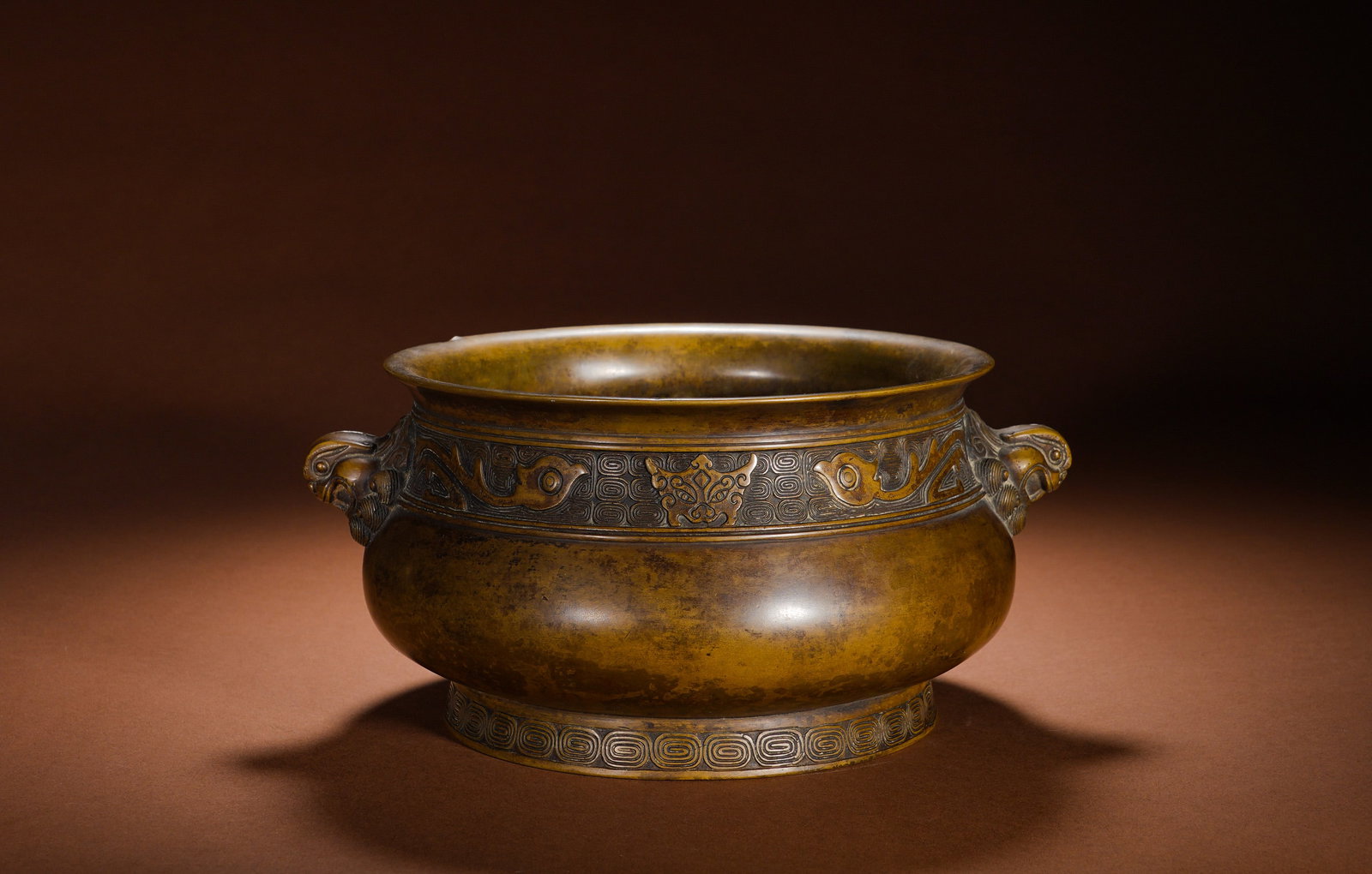 MING DYNASTY COPPER BEAST HEAD EAR XUANDE FURNACE (1 of 8)