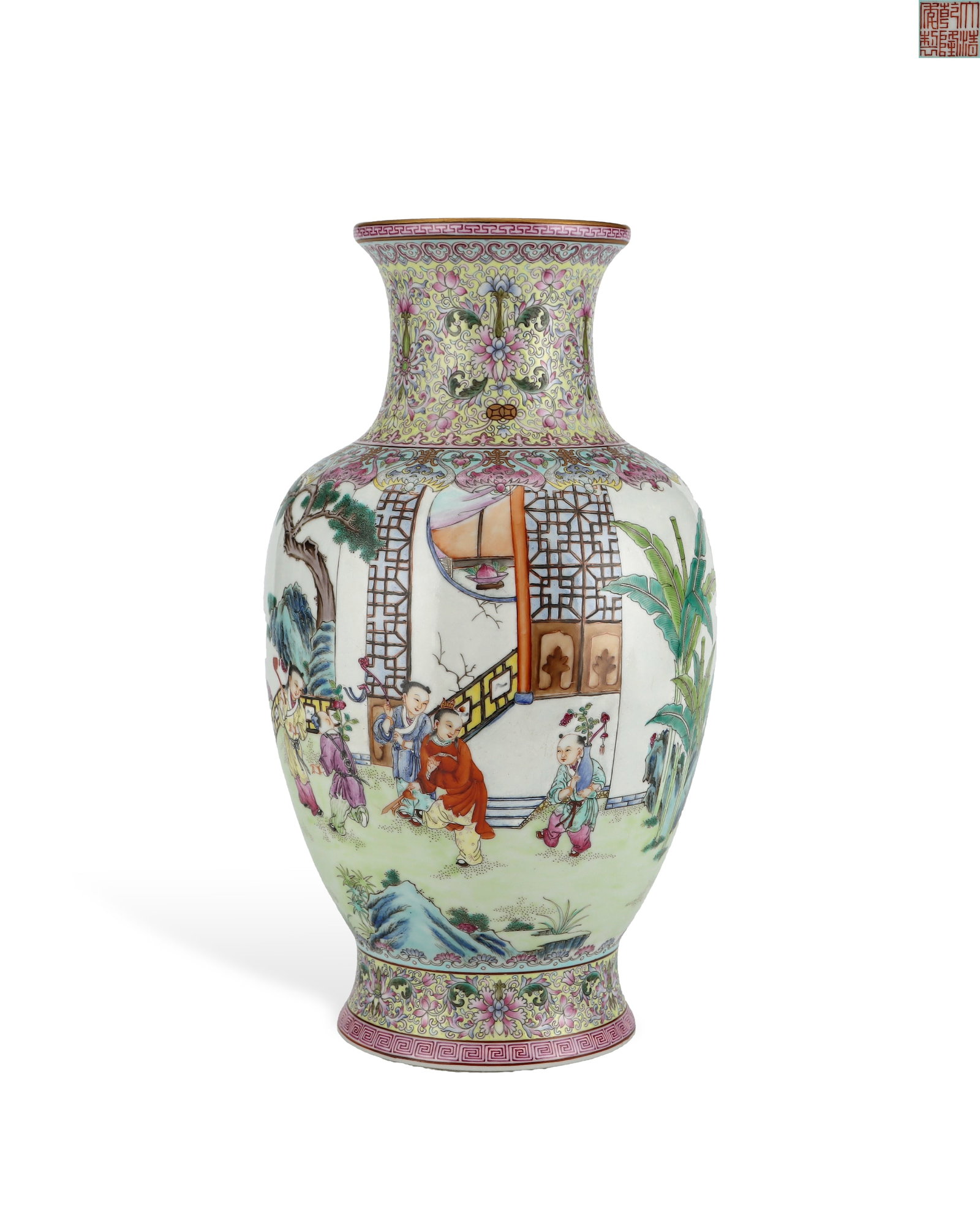 A GRAND DISPLAY VASE OF CHILDREN'S PLAY IN THE COURTYARD BY EMPEROR QIANLONG OF THE QING DYNASTY (1 of 6)
