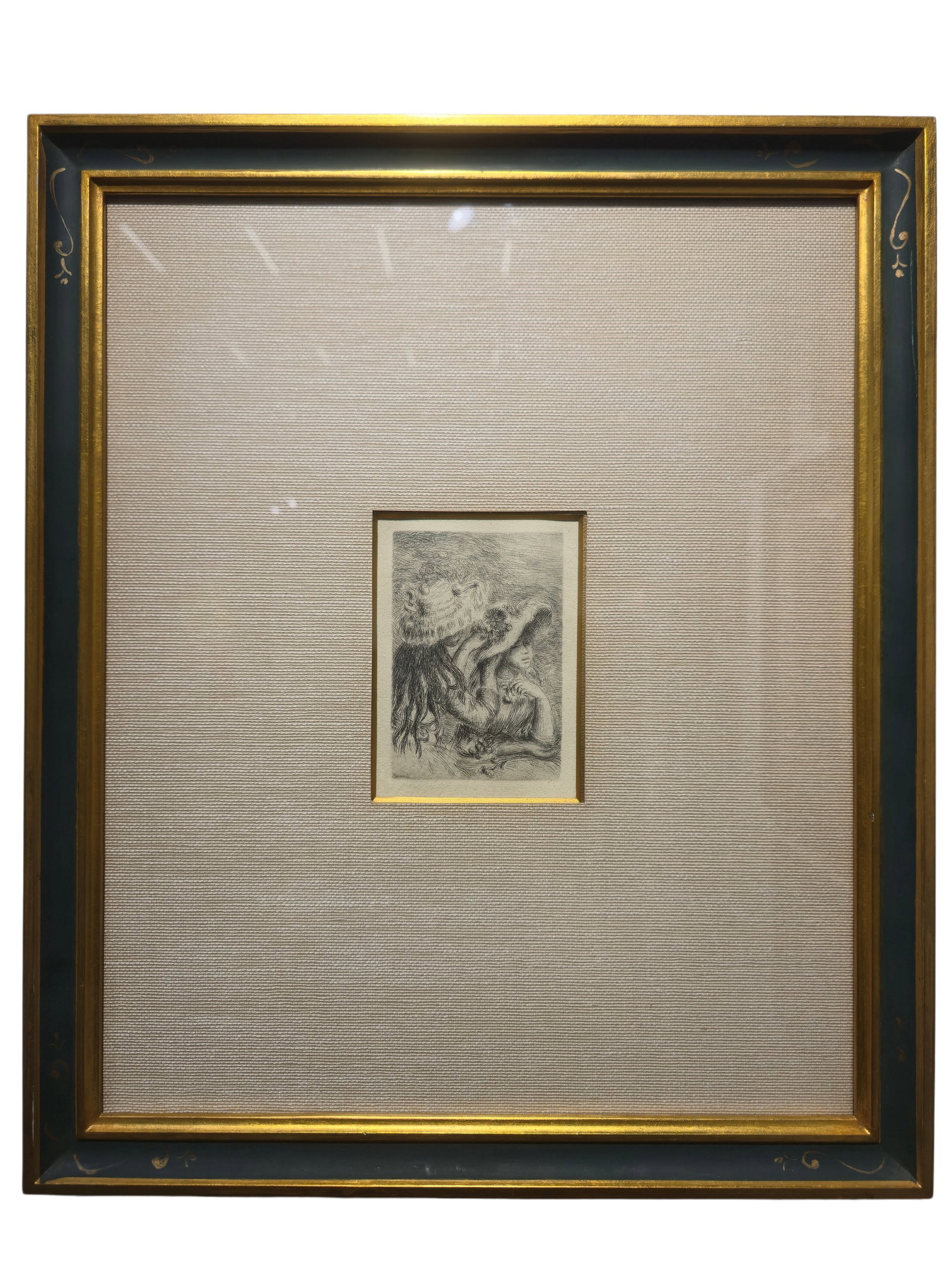 THE 3E PLANCHE/THIRD PLATE ETCHING IN RENOIR'S LE CHAPEAU EPINGLE SERIES, ALSO KNOWN AS "THE: 40x47cm 8x12 cm 1. Series Background In 1894, Renoir created five distinct etchings around this theme, which were not mere reproductions but rather different interpretations of the same subject. This 