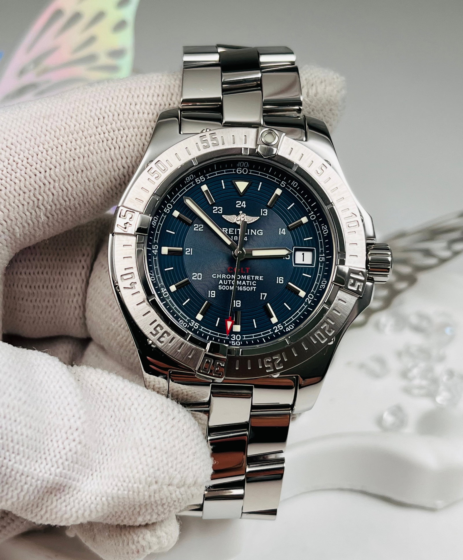 BREITLING CHALLENGER A17380 WATCH: Breitling Challenger A17380 Watch -Popular Model, Orbit Blue Steel King, 41mm Case Diameter, Stainless Steel Case and Bracelet, Unidirectional Rotating Bezel, Deep Blue Dial with Luminous Hour Markers