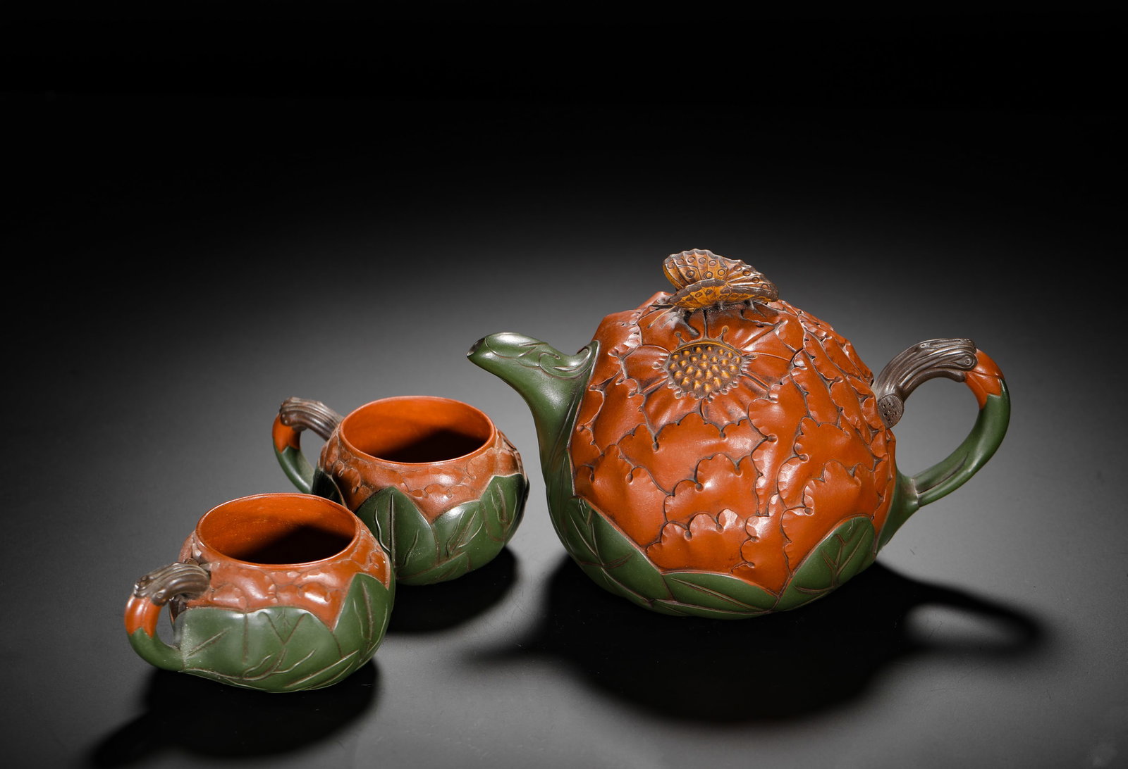 JIANG RONG TWO-COLOR CLAY PEONY BUTTERFLY PURPLE CLAY (1 of 14)