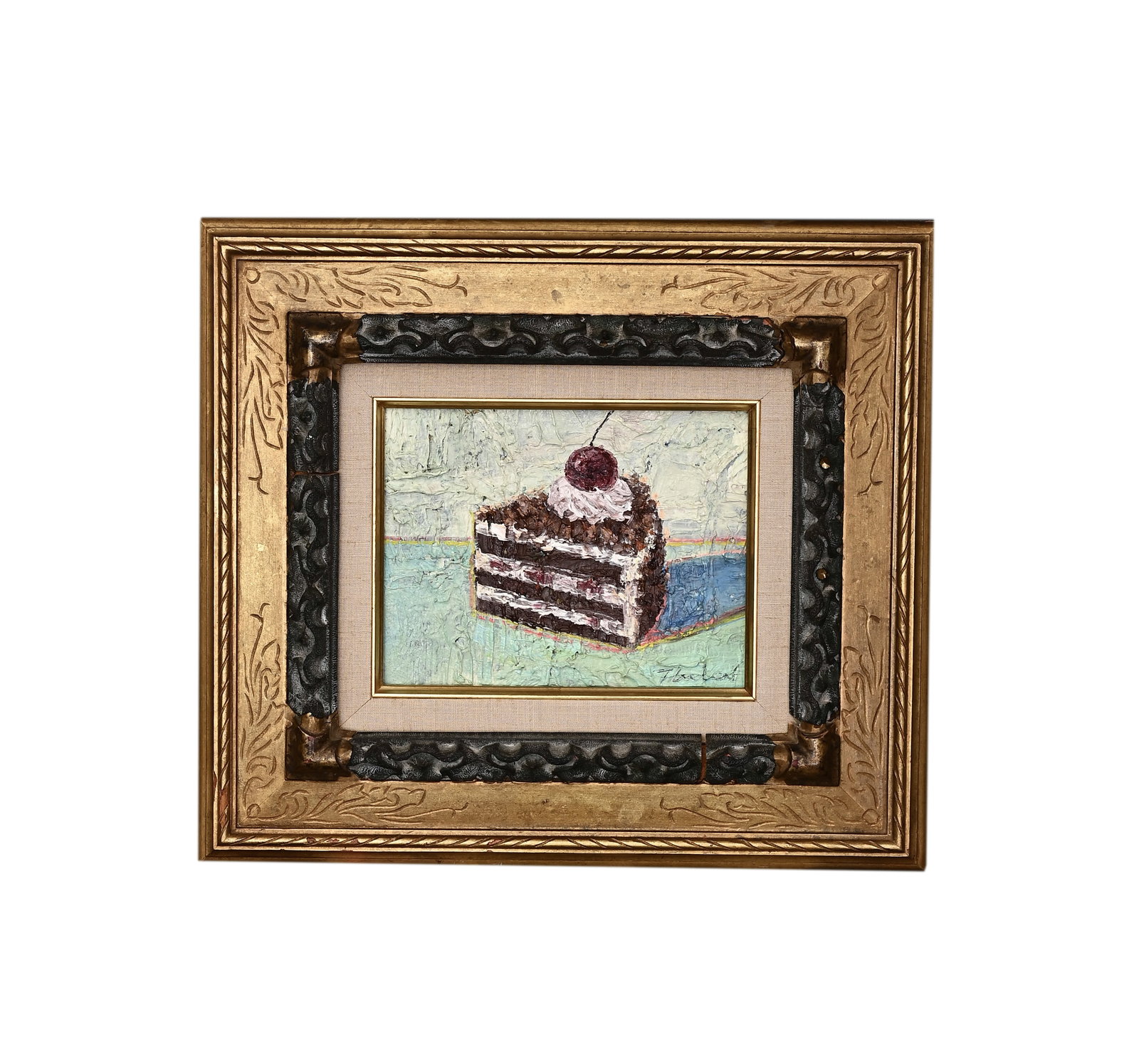 WAYNE THIEBAUD(AMERICA1920-2021)ATTRIBUTED TO,OIL ON CANVAS: Image size:Height:15cm (5.91in) Width:17cm (6.69in)Outer frame size:Height:31cm (12.20in) Width:35cm (13.78in)The work retains original canvas and period frame with natural signs of age. The painting 