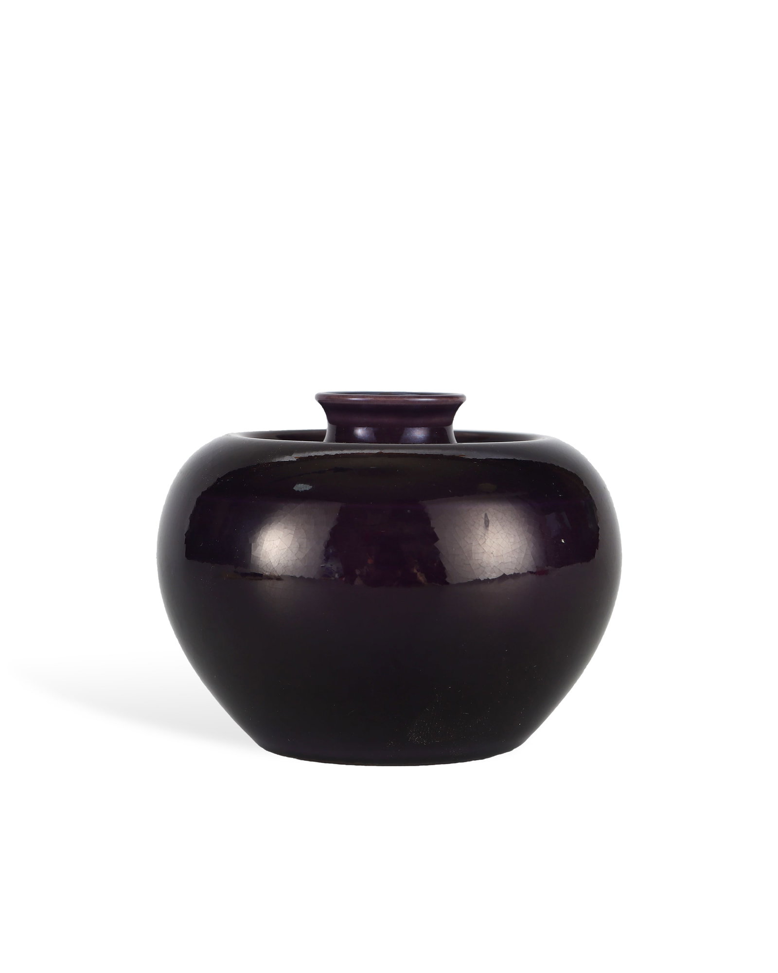 QING DYNASTY EGGPLANT SKIN PURPLE GLAZED APPLE VASE (1 of 5)
