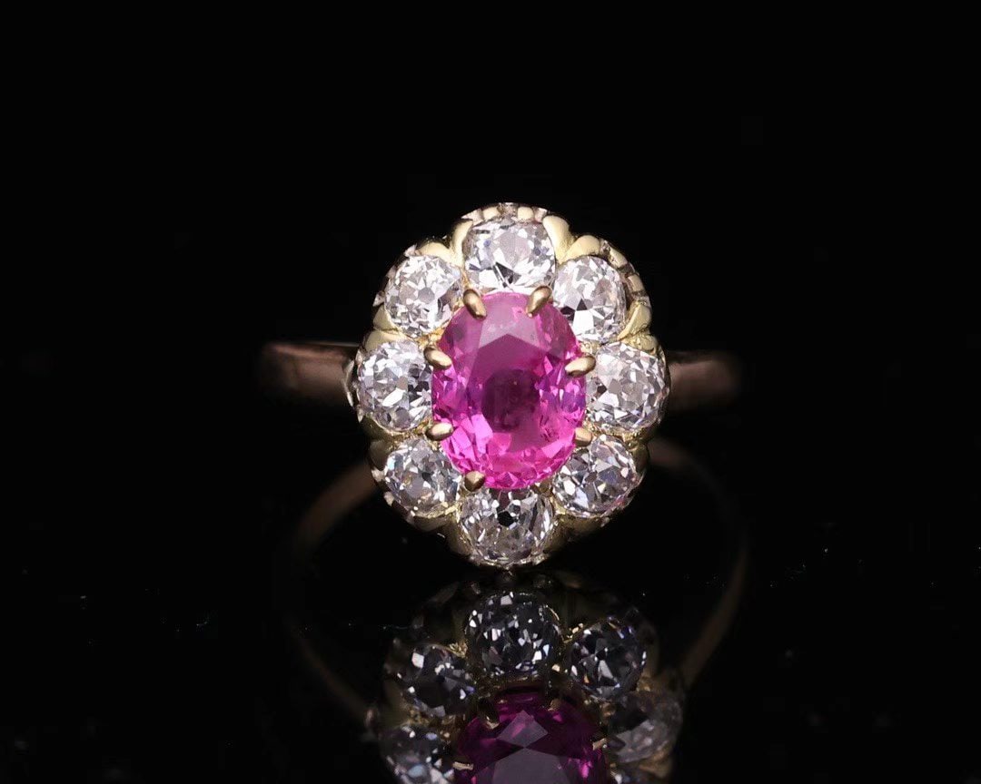 LATE 19TH CENTURY 14K GOLD BURMESE UNBURNED RUBY RING DUTCH WORK: 1.61-carat high-quality old Oche ruby, 1-carat ring size 13