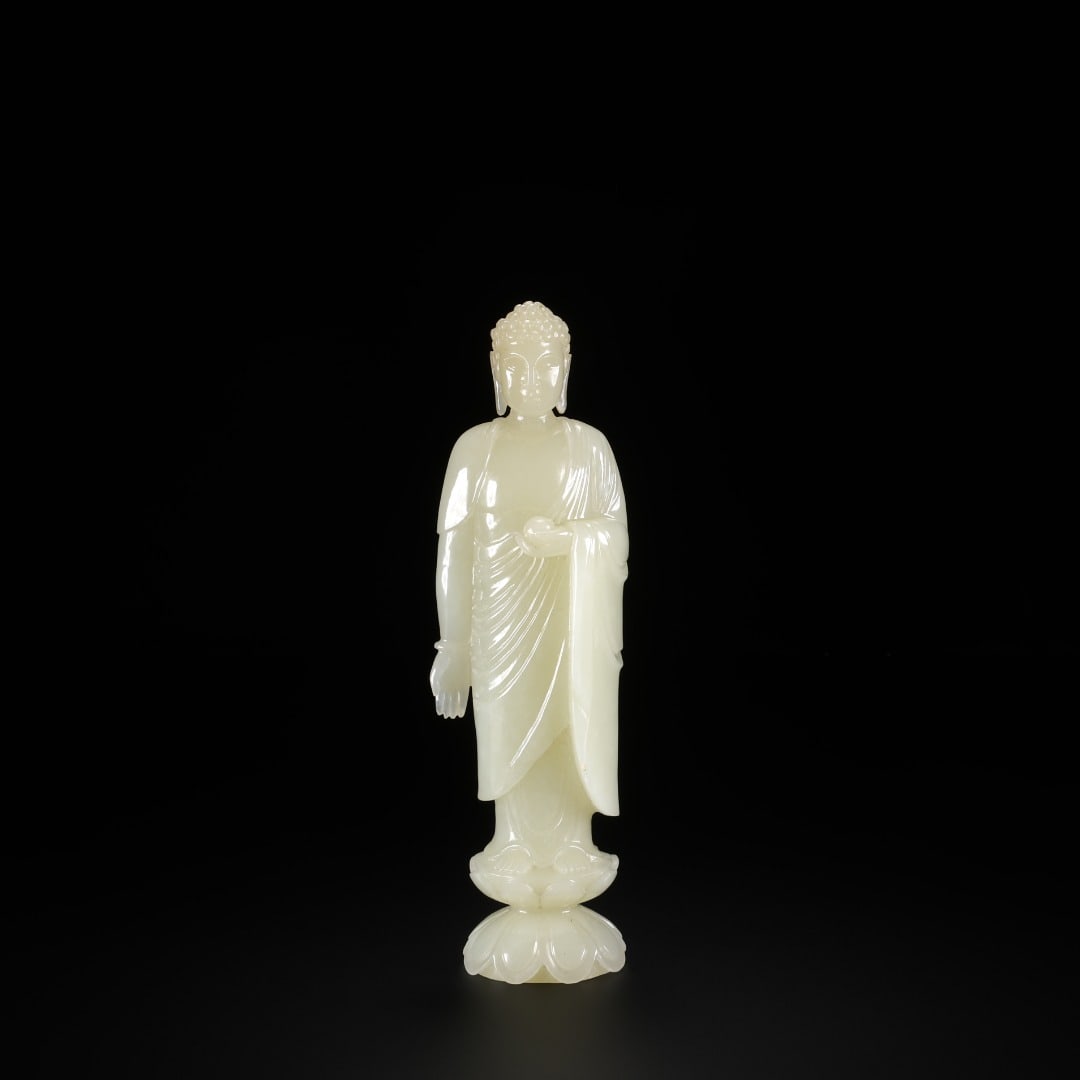 QING DYNASTY HETIAN JADE STANDING BUDDHA ORNAMENT (1 of 9)
