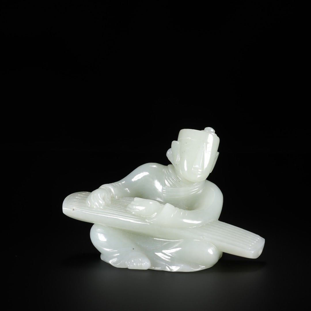HAN HETIAN JADE FIGURINE FOR PLAYING THE ZITHER (1 of 9)