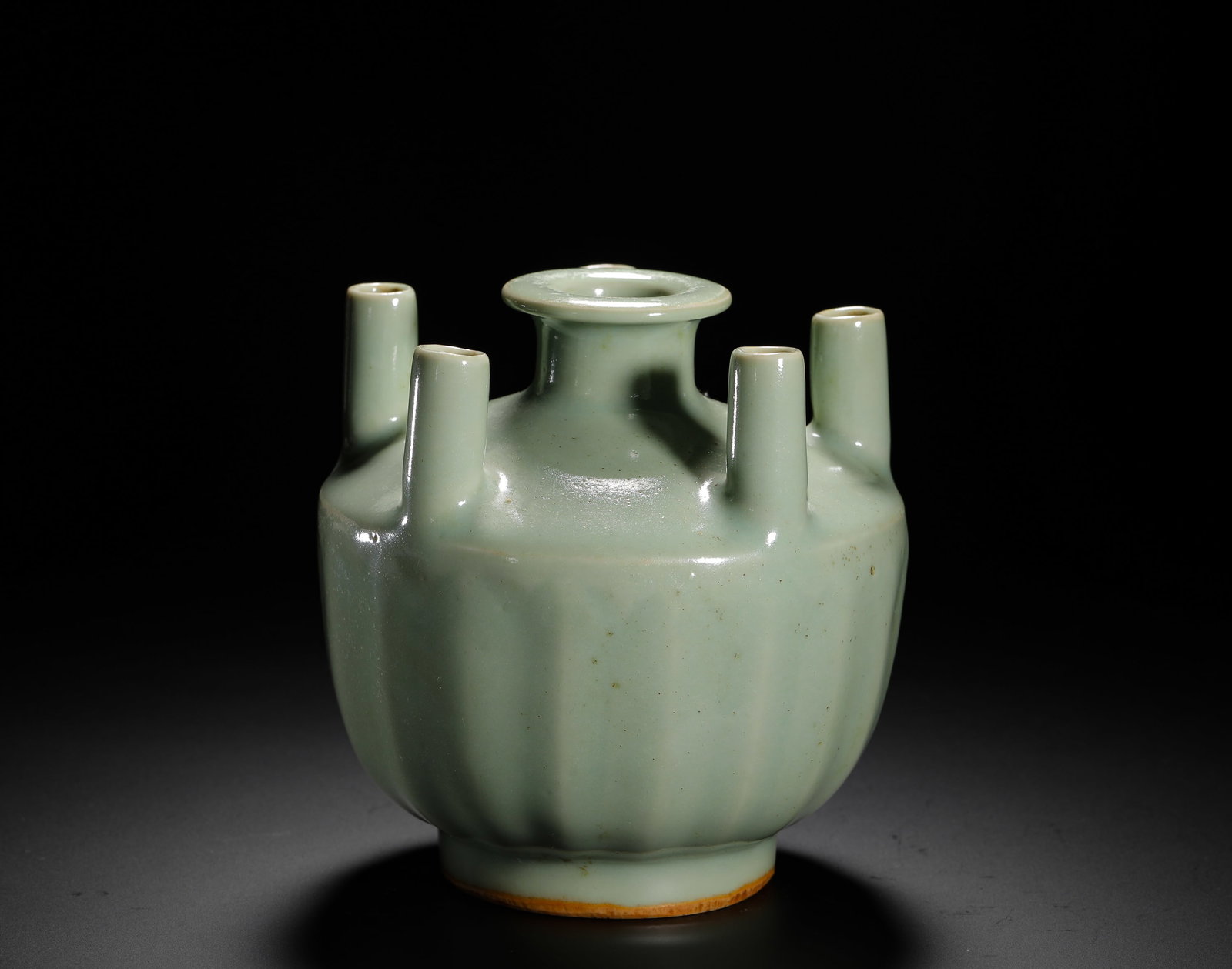 A CELADON FIVE-TUBE VASE FROM THE LONGQUAN KILN OF THE MING DYNASTY (1 of 7)