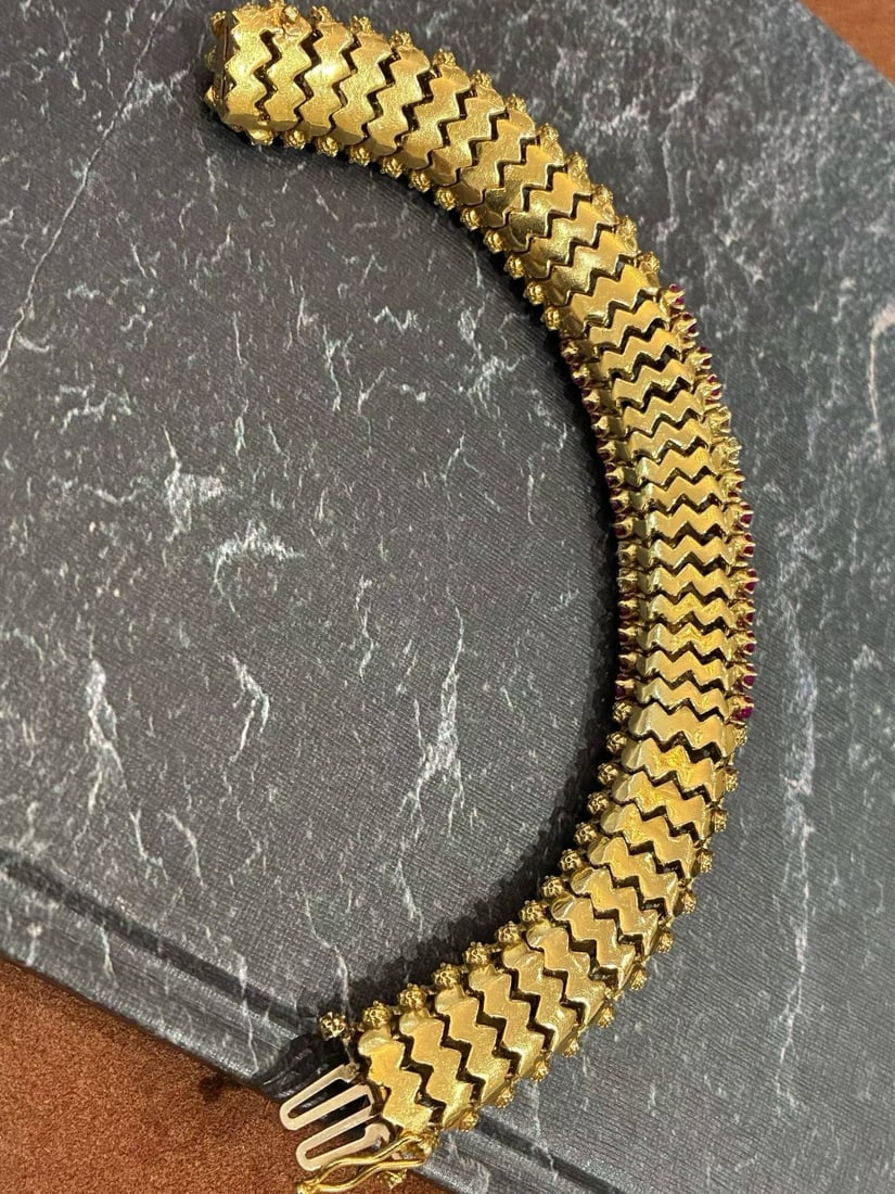 18K GOLD RUBY DIAMOND WIDE VERSION BRACELET - 3