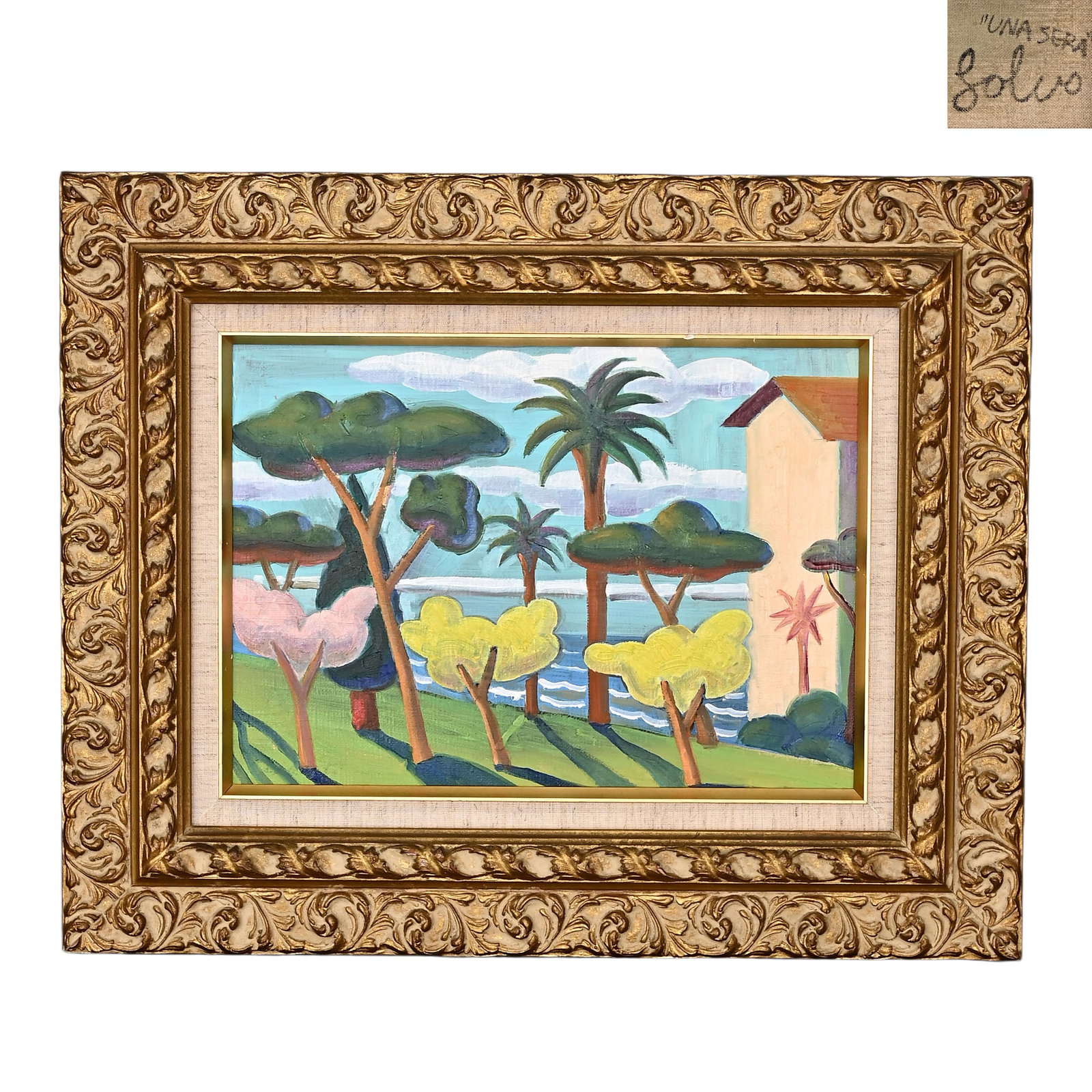SALVO (1947-2015), ATTRIBUTE TO, OIL ON CANVAS? ORIGINAL PERIOD FRAME: Image size:Height:25cm (9.84in) , Width:30cm (11.81in) Outer frame size:Height:41cm (16.14in) , Width:49cm (19.29in) The work retains original canvas and period frame with natural signs of age. The pa