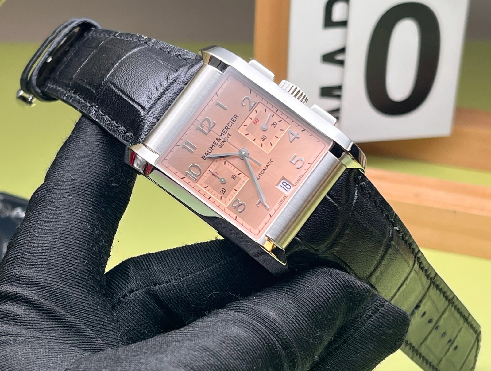 BAUME & MERCIER HAMBERTON WATCHES: Stainless steel material, 34*48 case size, automatic mechanical men's watch with left-right eye chronograph function