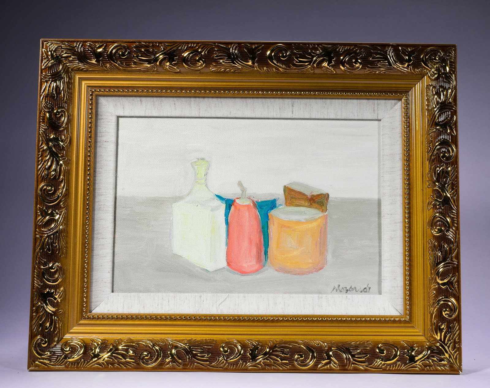 GIORGIO MORANDI (ITALY 1890-1964) ATTRIBUTED TO,OIL ON CANVAS: H:19cm (7.48in) W:28cm (11.02in) ; H:34cm (13.39in) W:44cm (17.32in)
