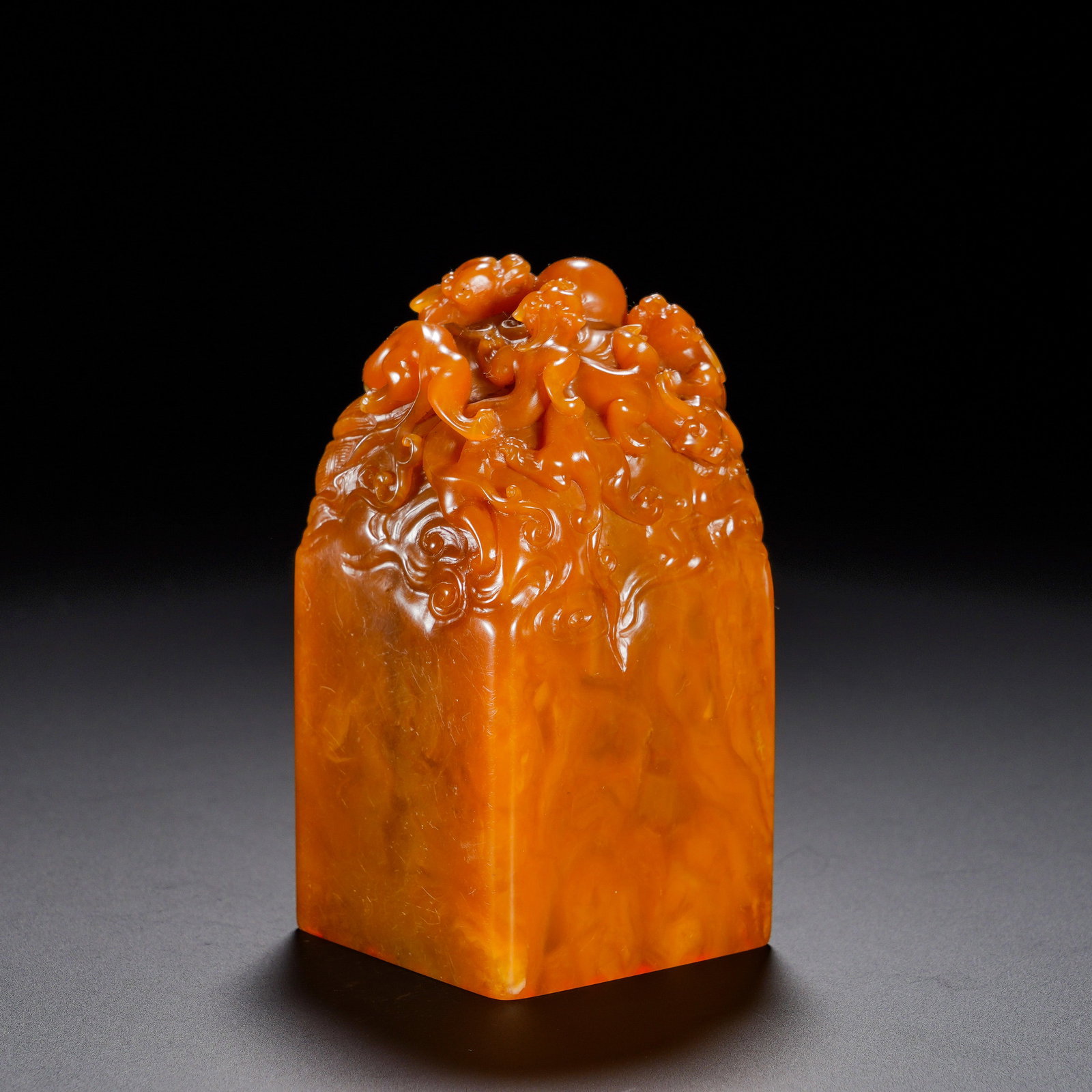 QINGSHOU SHANTIAN HUANGQUN CHI PLAYING WITH PEARL CLOUD PATTERN SQUARE SEAL (1 of 11)