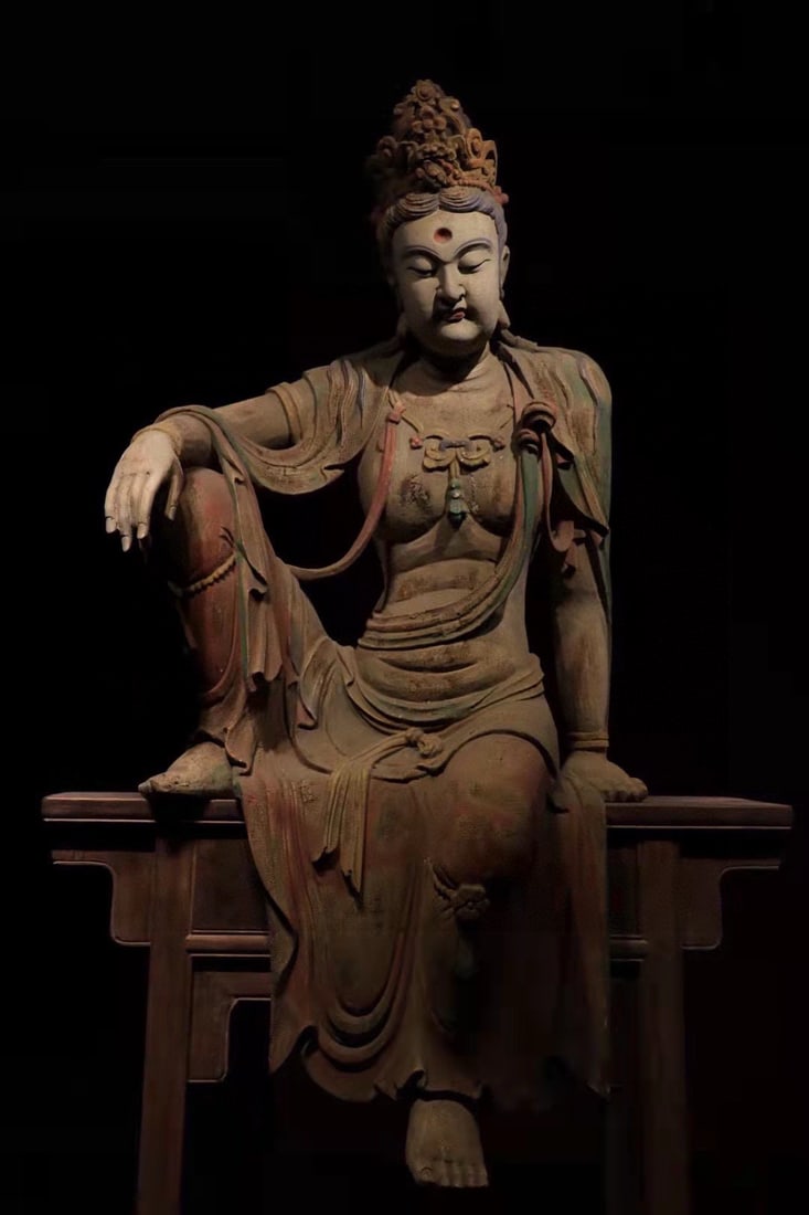 SONG DYNASTY PAINTED WOOD CARVINGS OF THE BODHISATTVA GUANYIN (1 of 9)