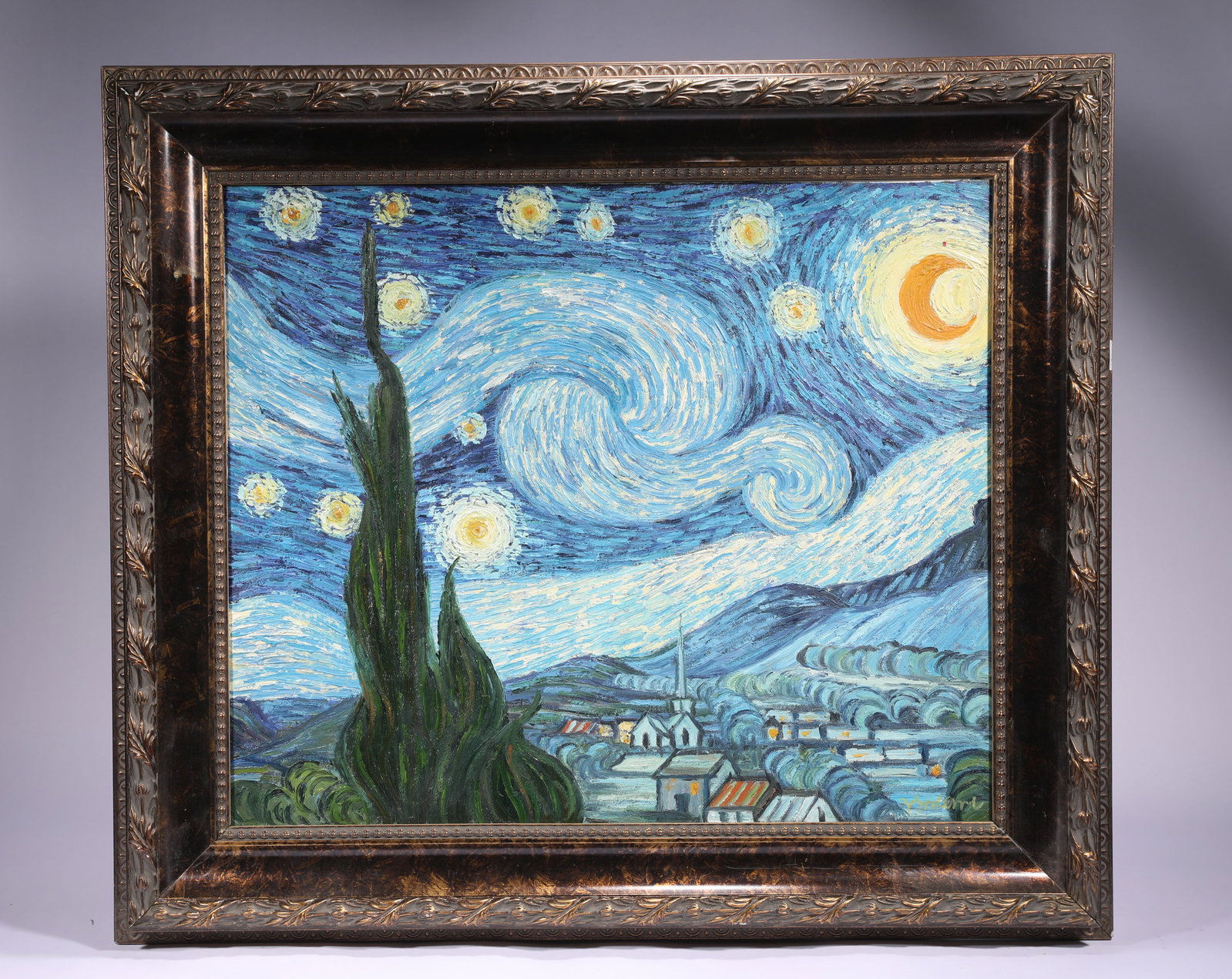 VINCENT WILLEM VAN GOGH (1853-1890) STARRY SKY PAINTING: H:52cmW:62cm H:70cmW:80cm