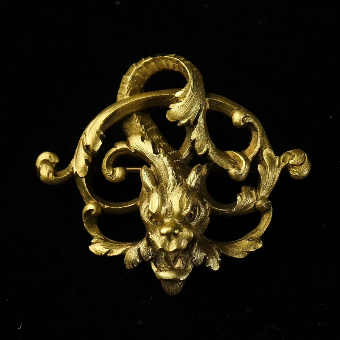 Art Nouveau (1880-1920) French Antique Chimera Dragon 18K Gold Brooch (1 of 8)