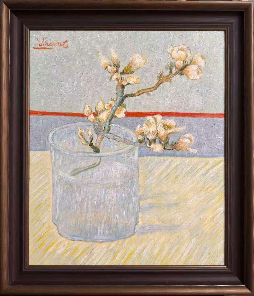 Vincent Willem van Gogh, "Sprig Of Flowering Almond In A Glass": 50*60 cm Medium: Oil on CanvasDate: 1888