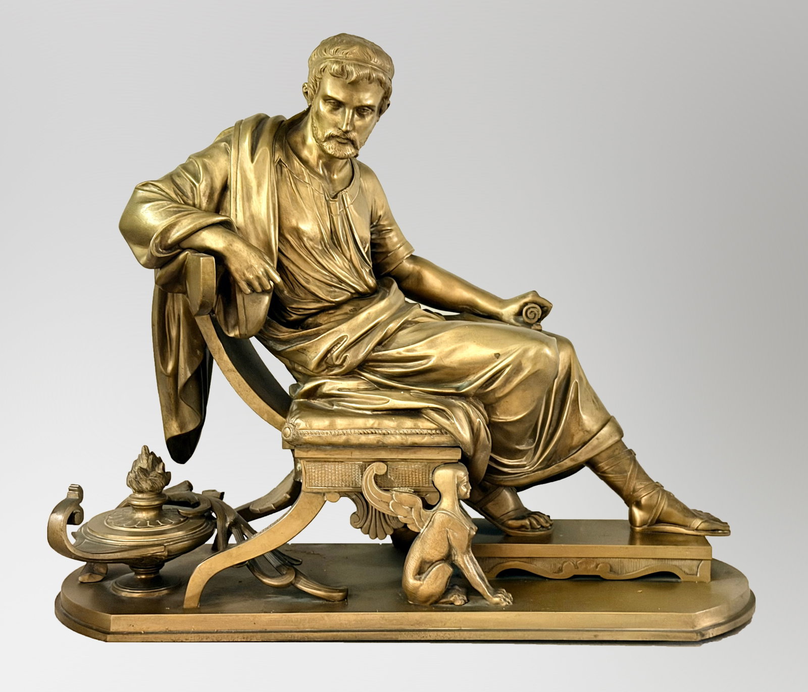 Gilded Bronze Seated Figure by Pierre Aubert, French Neoclassical Sculptor (1 of 19)
