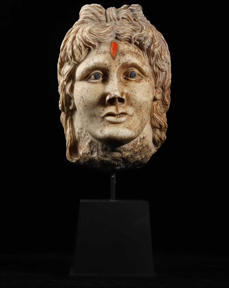 Ancient Roman Period (753-BCE-476-CE) Marble Sculpture of Apollo the Sun-God: Overall Height:44cm Height (without base):27cm L:19cm W:19cm