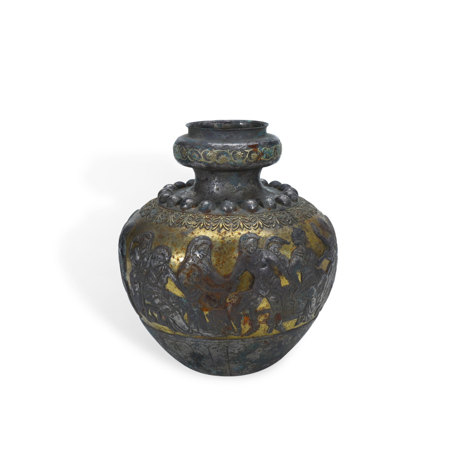 Vase, Sasanian-Persian, 5th-7th-Century, Gilt-Silver, Garlic-Mouth Form with High-Relief Hellenistic (1 of 6)
