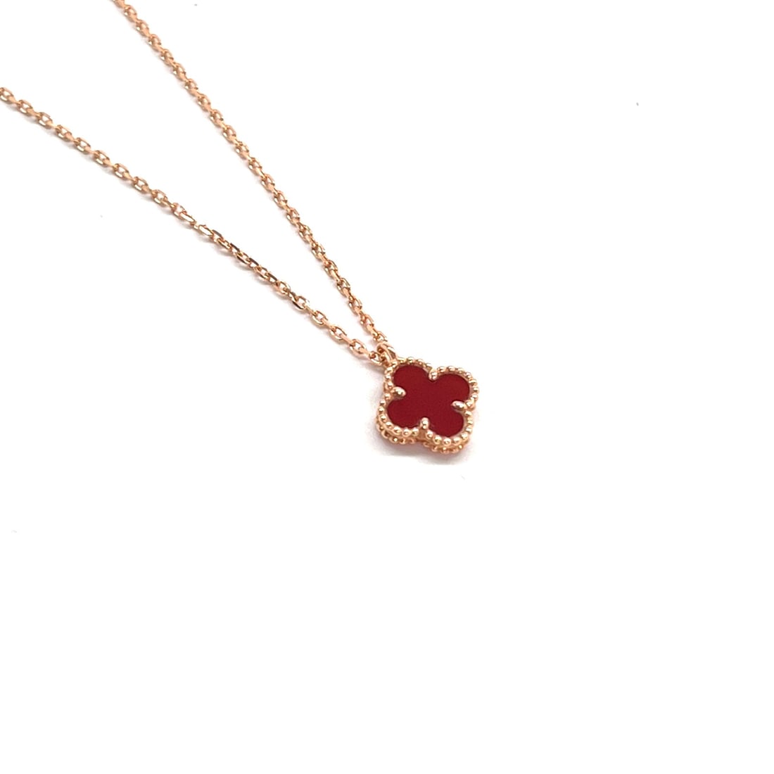 Van Cleef & Arpels Vintage Alhambra Necklace, 18K Rose Gold, Carnelian: Chain Length:41cm